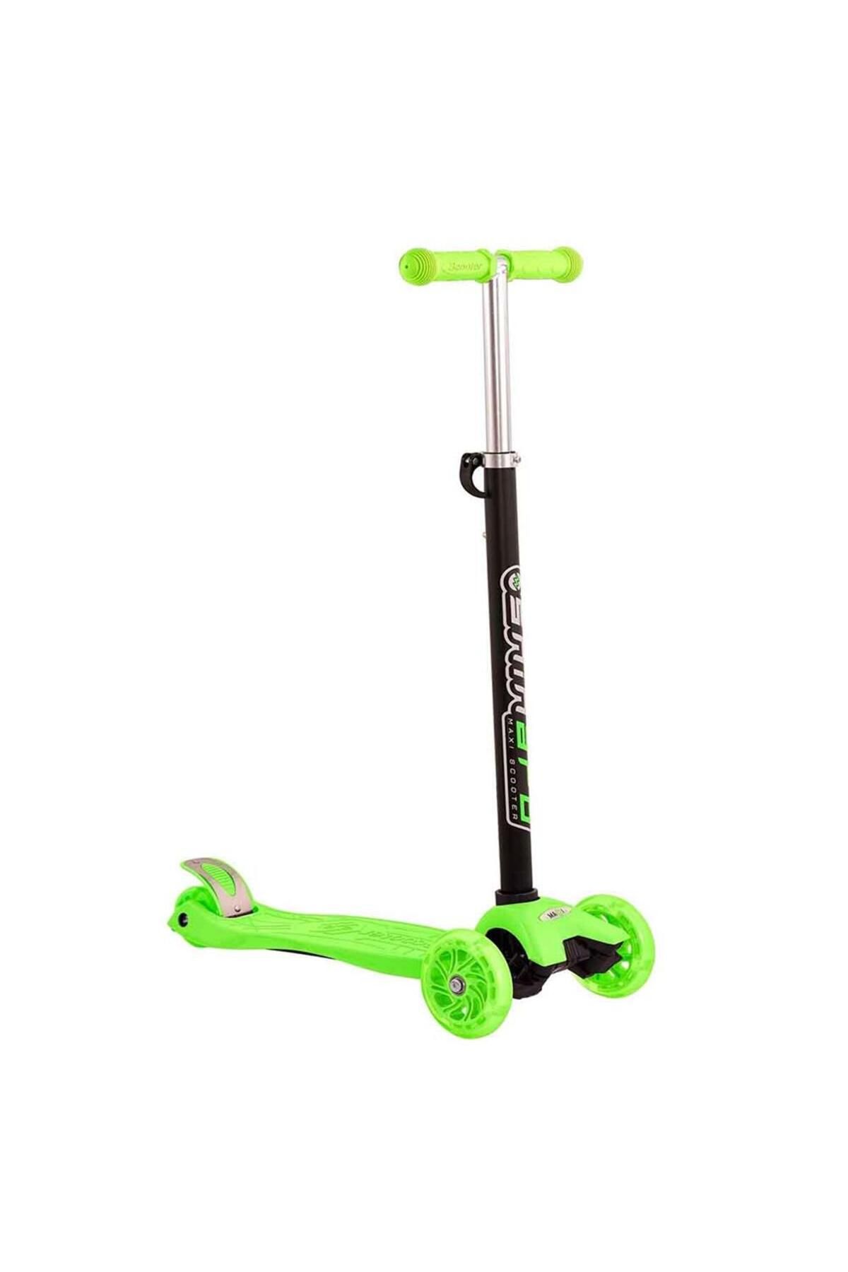 MEDUSHOP Led Işıklı 3 Tekerlekli Yükseklik Ayarlı Yeşil Scooter