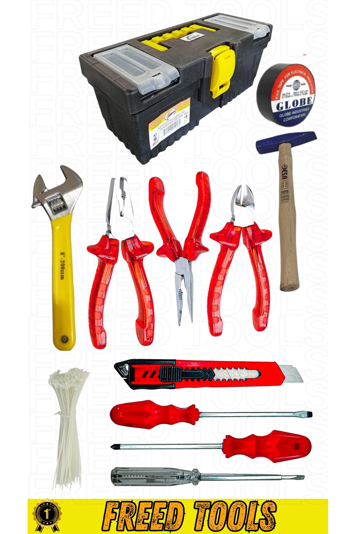 FREED TOOLS 12 Parça Tamir Seti Pense Kargaburun Yankeski Çekiç