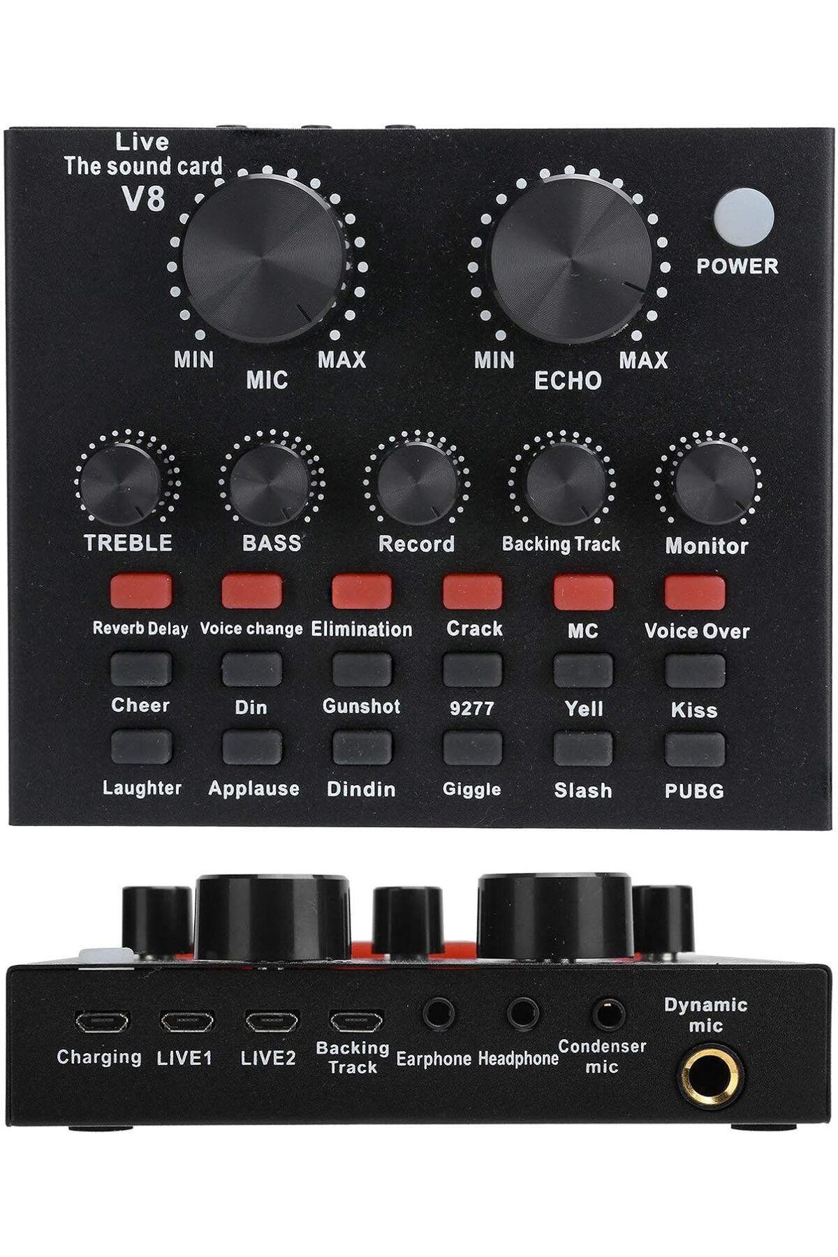 fulina-V8s Professional Live Sound Card,Dual DSP sound beautification,intelligent noise reduction 3
