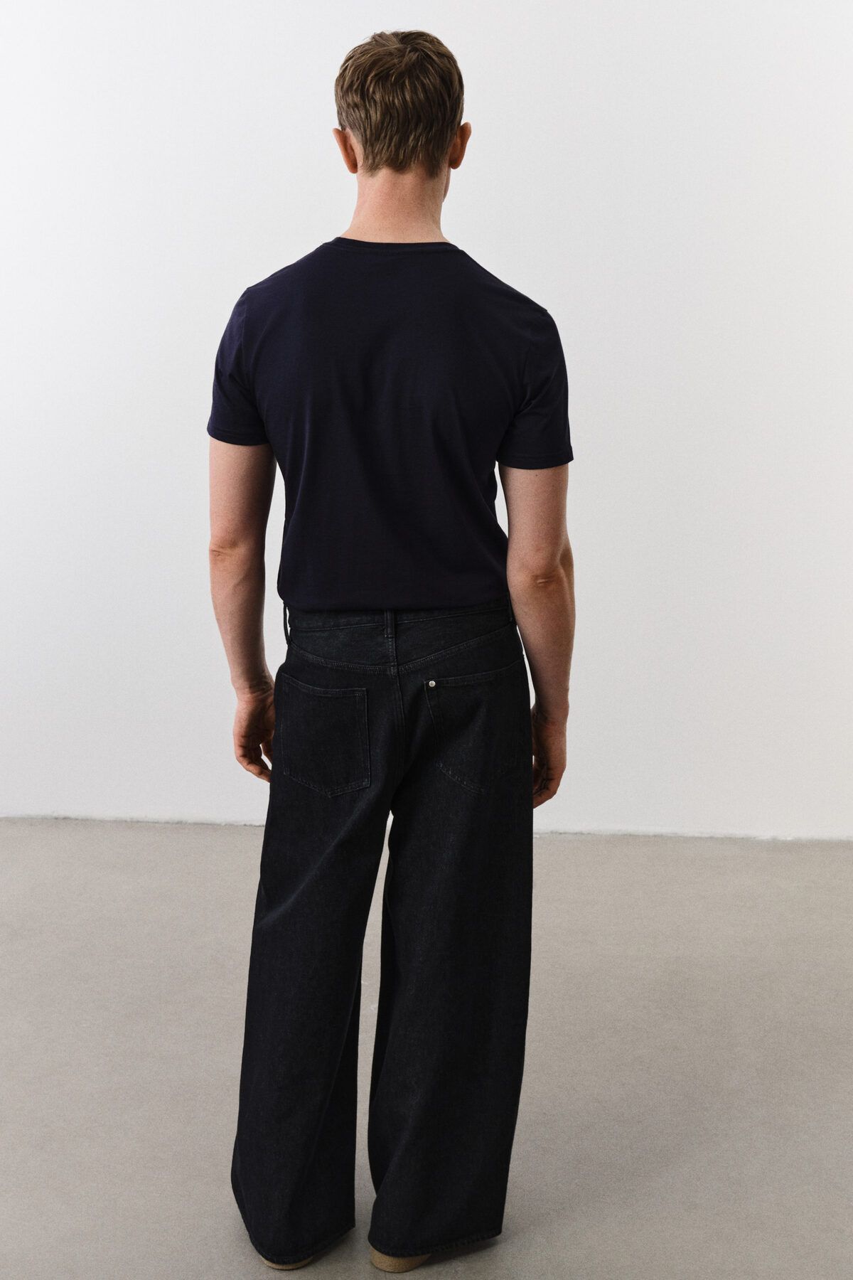 تی شرت آبی مردانه SLIM FIT PIMA T اورجینال H M H&M