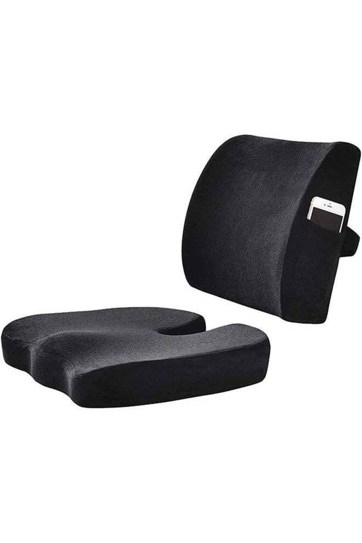 fulina-Memory Foam Cushion Seat Seat, Lumbar Support Pillow with Adjustable Straps for Lower Back, Black 1