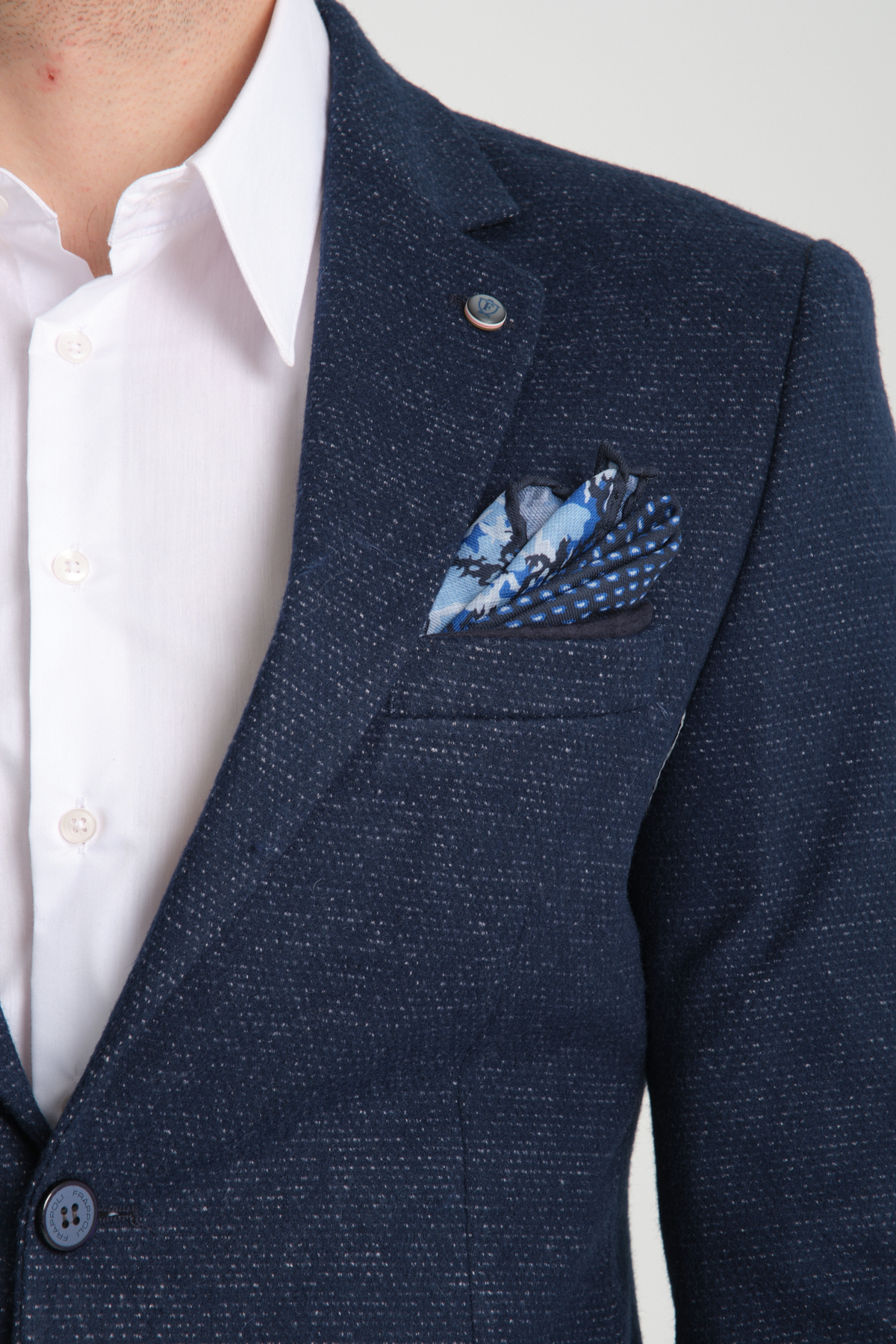 Frappoli  Kasetti Erkek Lacivert Esnek Kumaşlı Slim Fit Mono Yaka Spor Blazer Ceket - Görsel 4