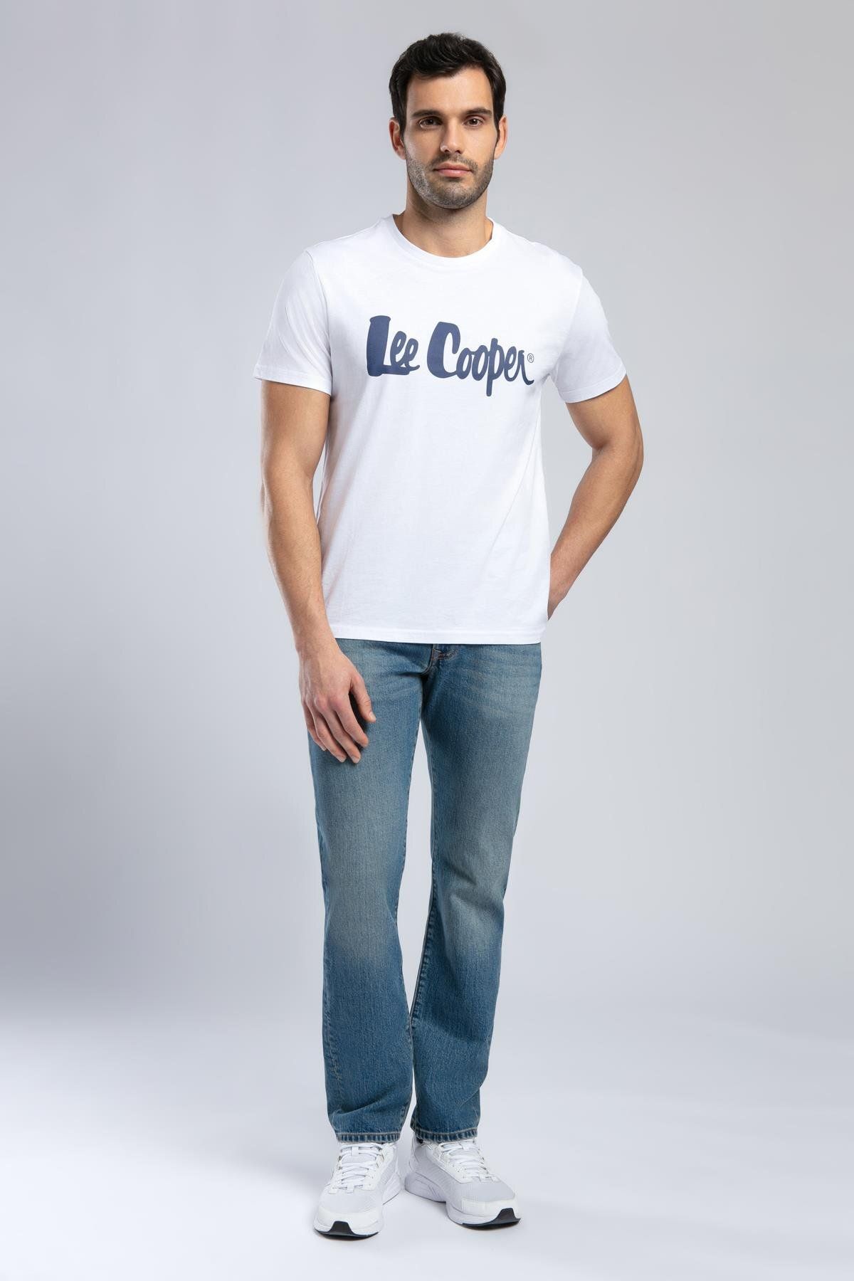 تی شرت یقه O مردانه Londonlogo White-L Lee Cooper