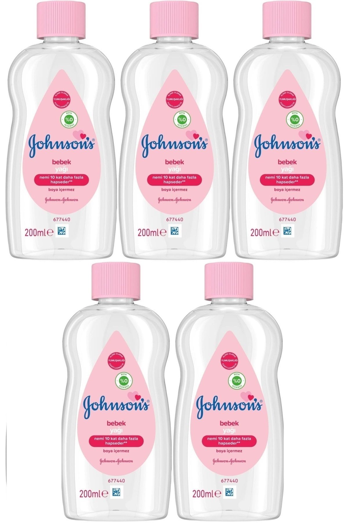 Johnson's Johnsons Baby Bebek Yağı 200ML Nemlendirici (Pembe) (5 Li Set)