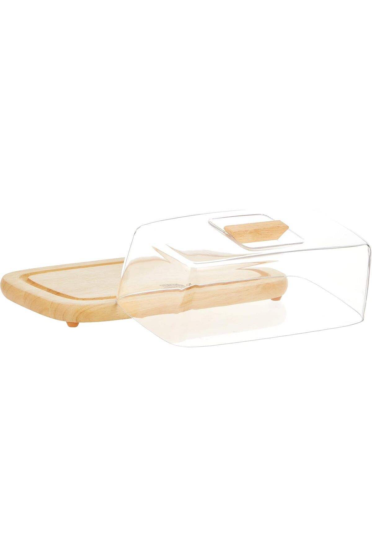 Billi-Wooden Serving Tray, Cheese Dome With Acrylic Cover/ Lid, 30.5 X 18 X 11.5Cm Wp 910, Beige 3