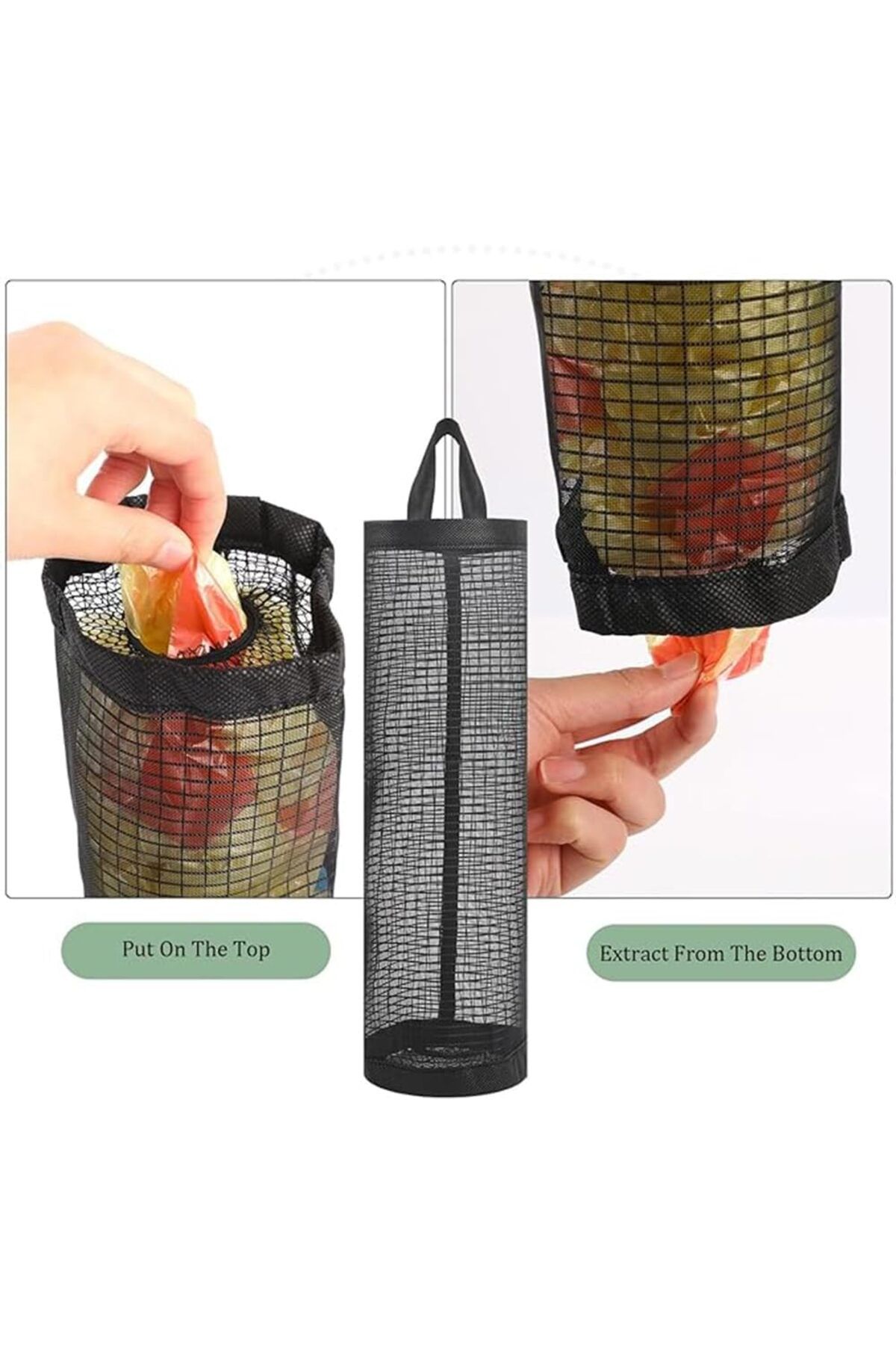 COOYA-4 Pack Plastic Bag Holder, Mesh Hanging Storage Organizer, Grocery Bag Dispenser 2