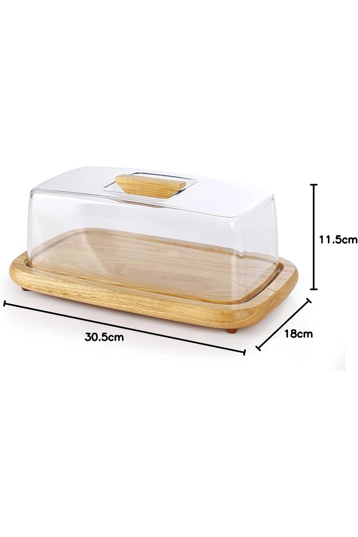 Billi-Wooden Serving Tray, Cheese Dome With Acrylic Cover/ Lid, 30.5 X 18 X 11.5Cm Wp 910, Beige 5