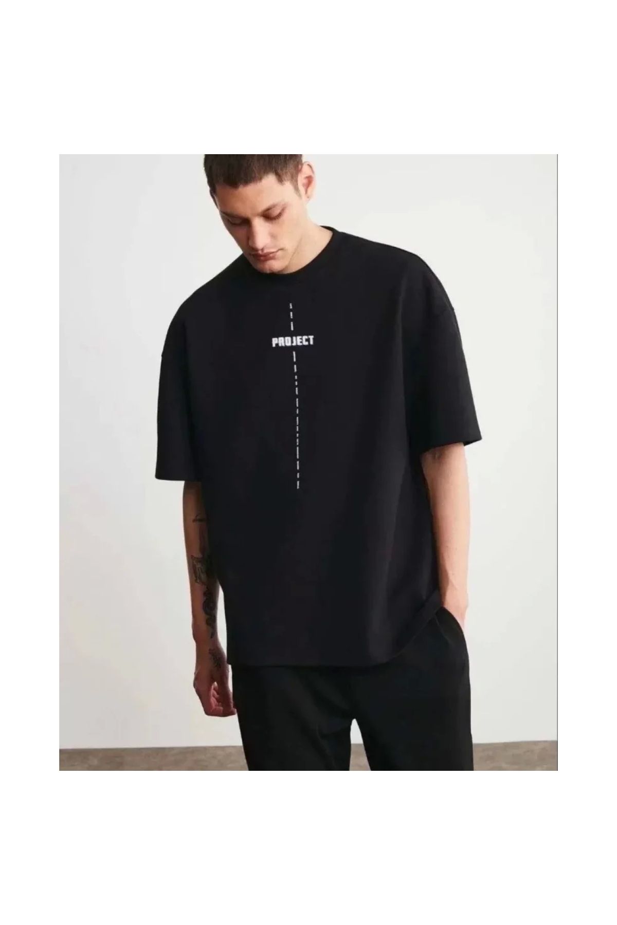 Marsilyan Unisex Bisiklet Yaka Baskılı Oversize TShirt