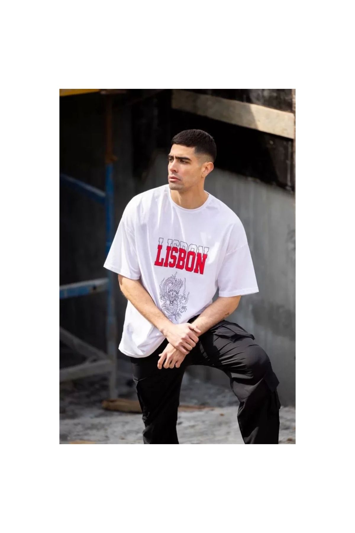 Marsilyan Unisex Bisiklet Yaka Baskılı Oversize TShirt