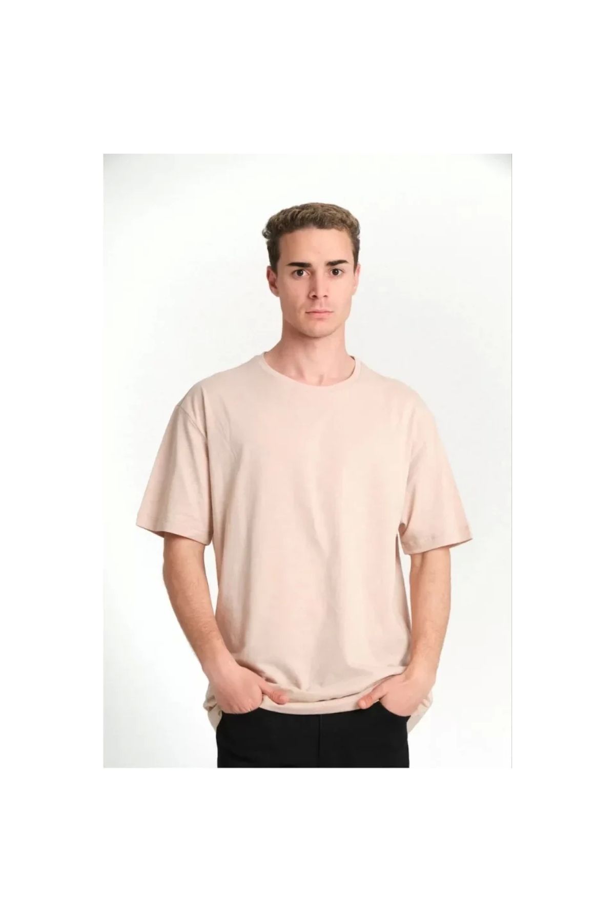 Marsilyan Unisex Düz Biskilet Yaka Oversize Tshirt