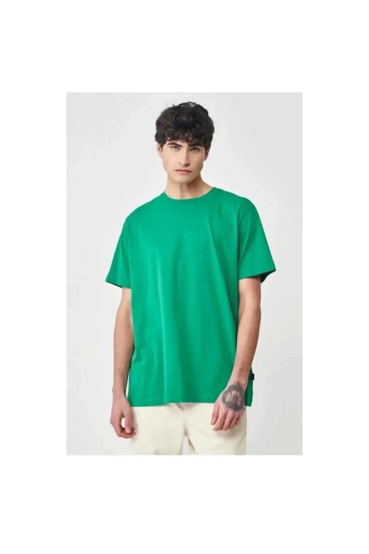 Marsilyan Unisex Düz Biskilet Yaka Oversize Tshirt