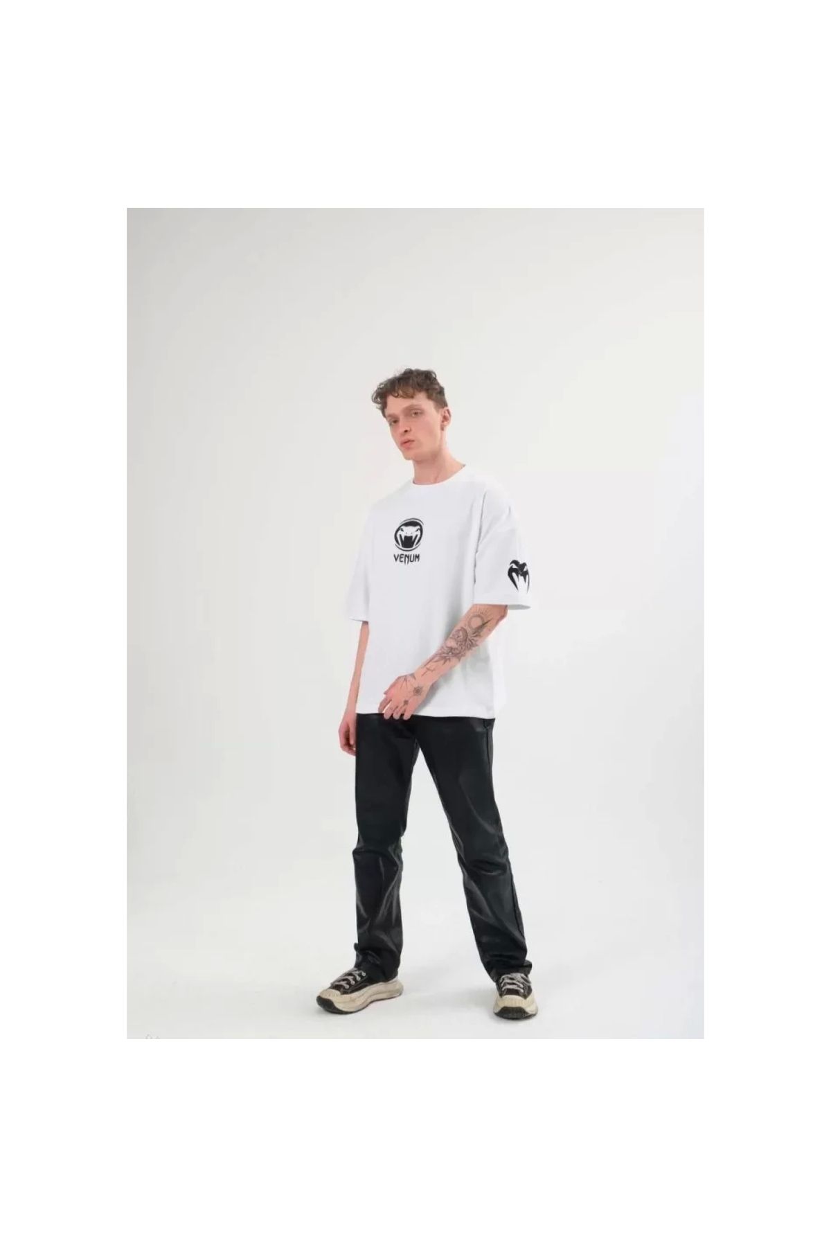 Narnuga Unisex Bisiklet Yaka Baskılı Oversize TShirt