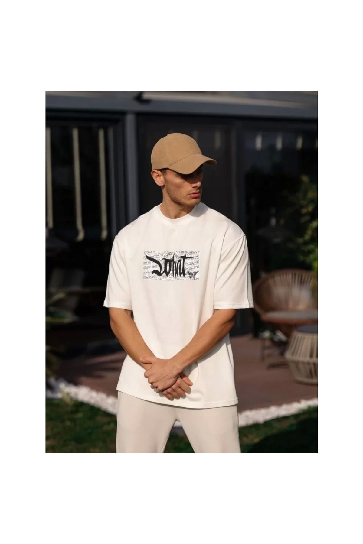 Marsilyan Unisex Bisiklet Yaka Baskılı Oversize TShirt