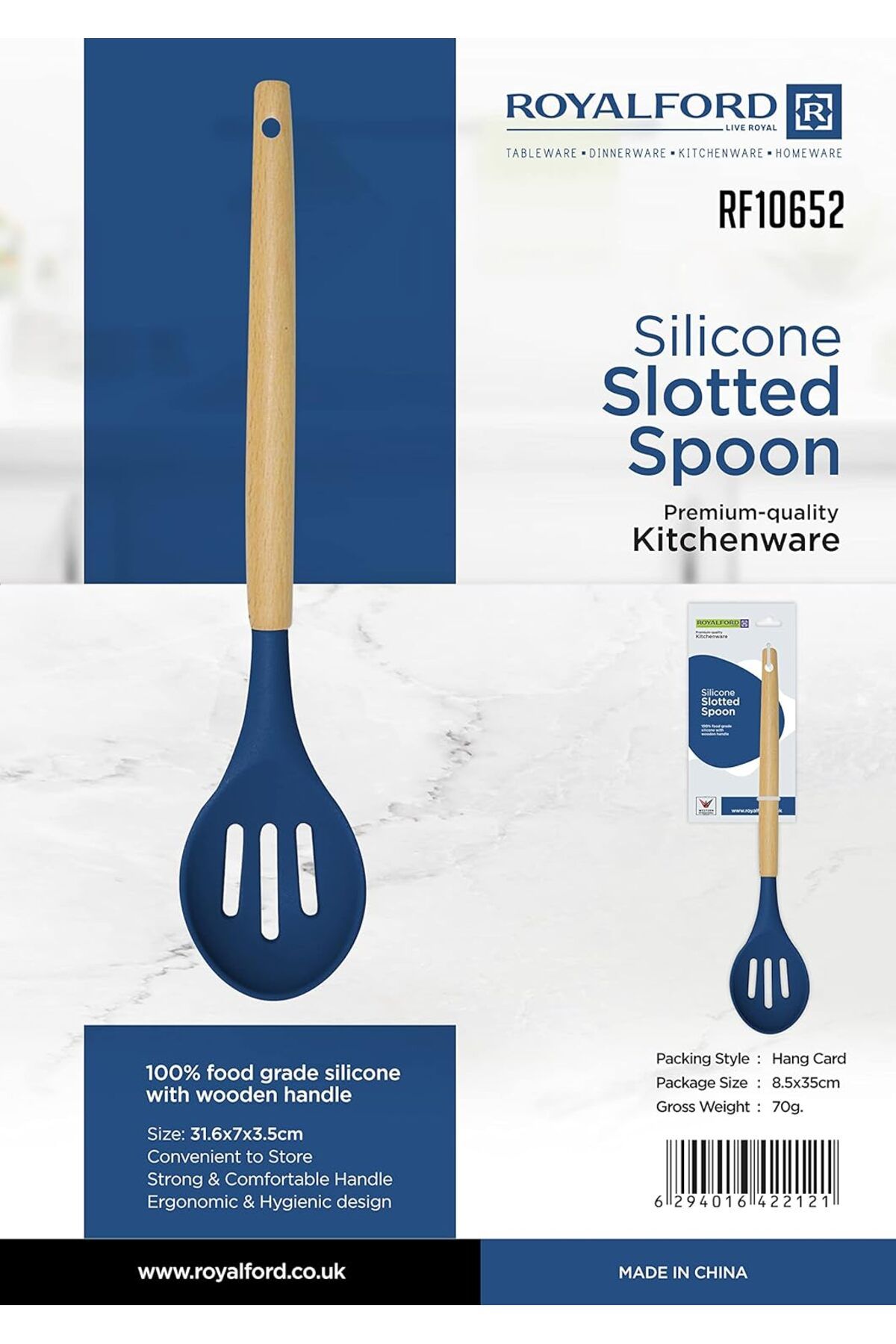 ROYALFORD-RF10652 Silicone Slotted Spoon – Wooden Handle, Non-Scratch, Heat Resistant 4