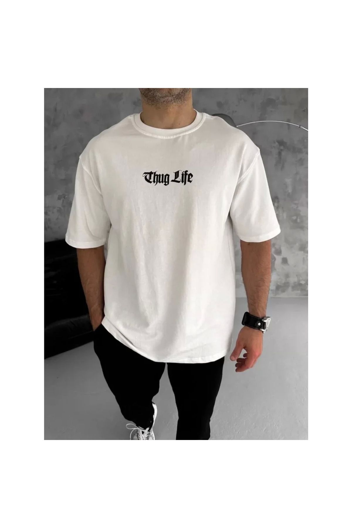 Marsilyan Unisex Bisiklet Yaka Baskılı Oversize TShirt
