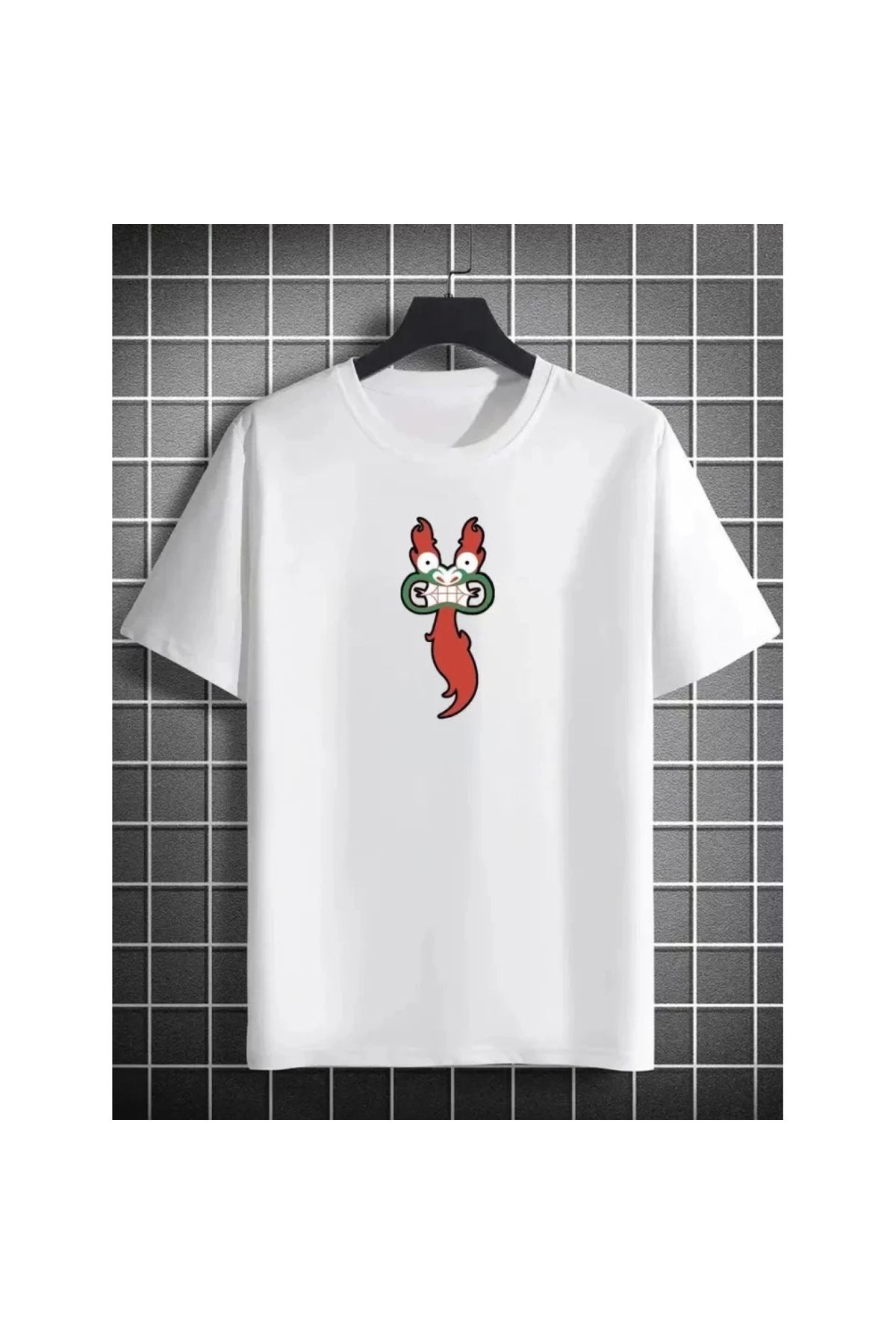 Narnuga Unisex Bisiklet Yaka Baskılı Oversize TShirt