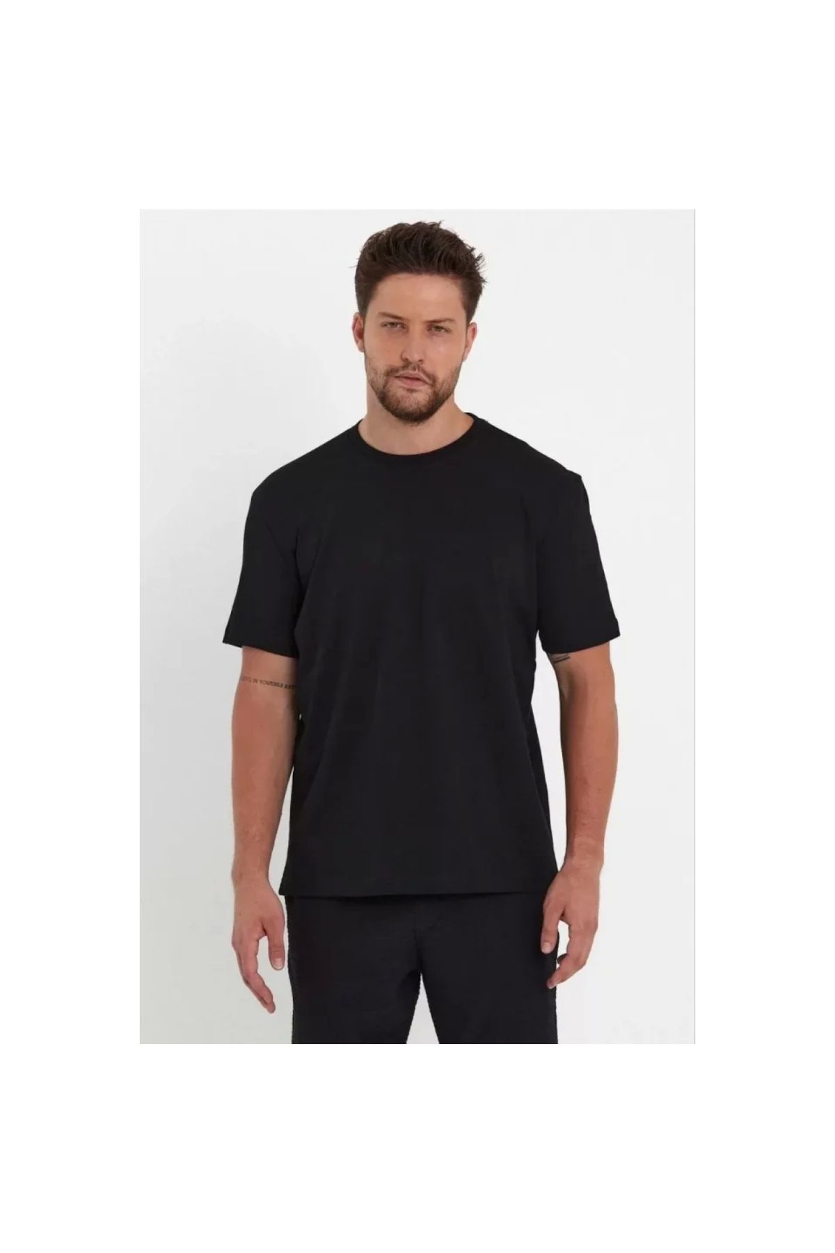 Marsilyan Unisex Düz Biskilet Yaka Oversize Tshirt