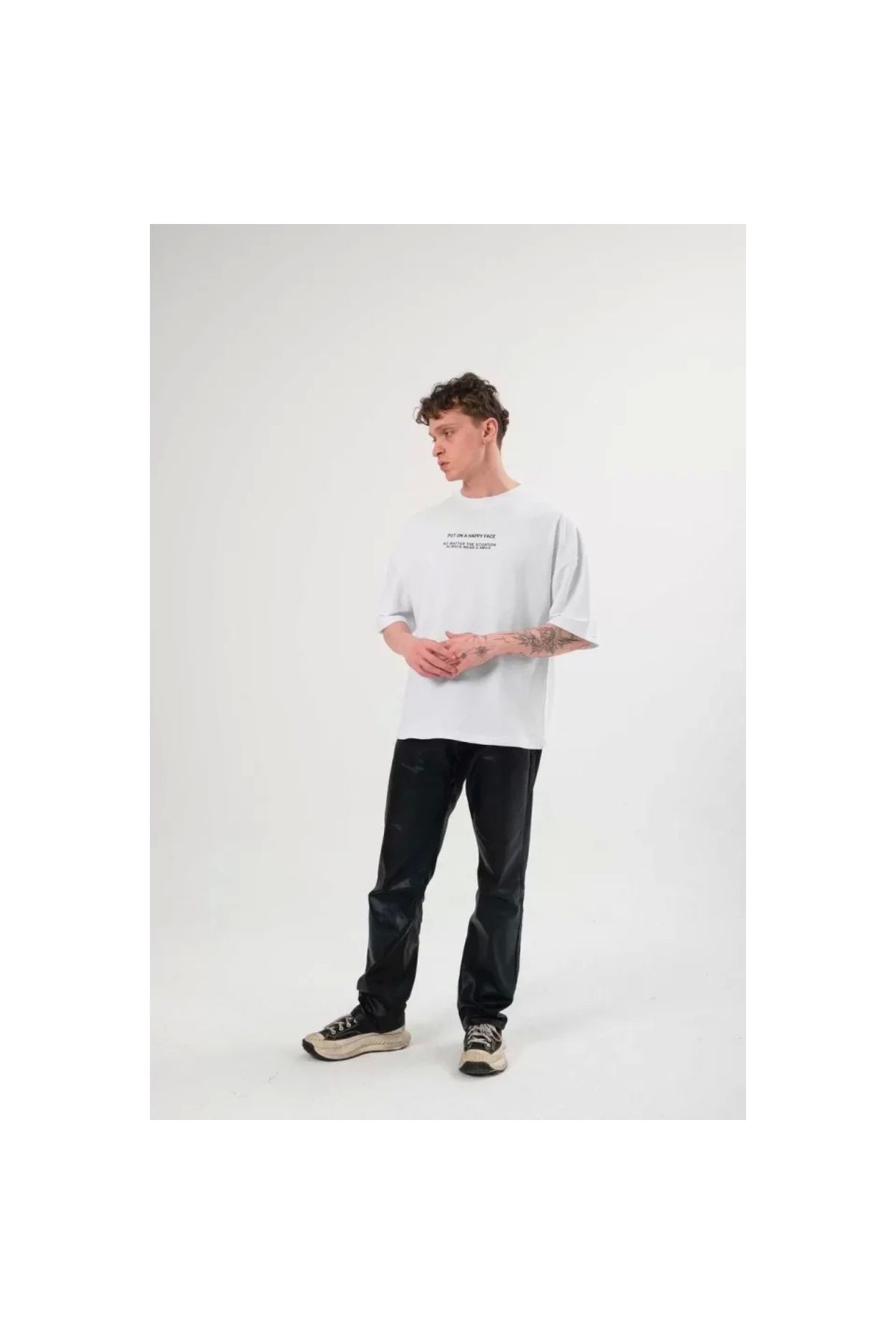 Marsilyan Unisex Bisiklet Yaka Baskılı Oversize TShirt