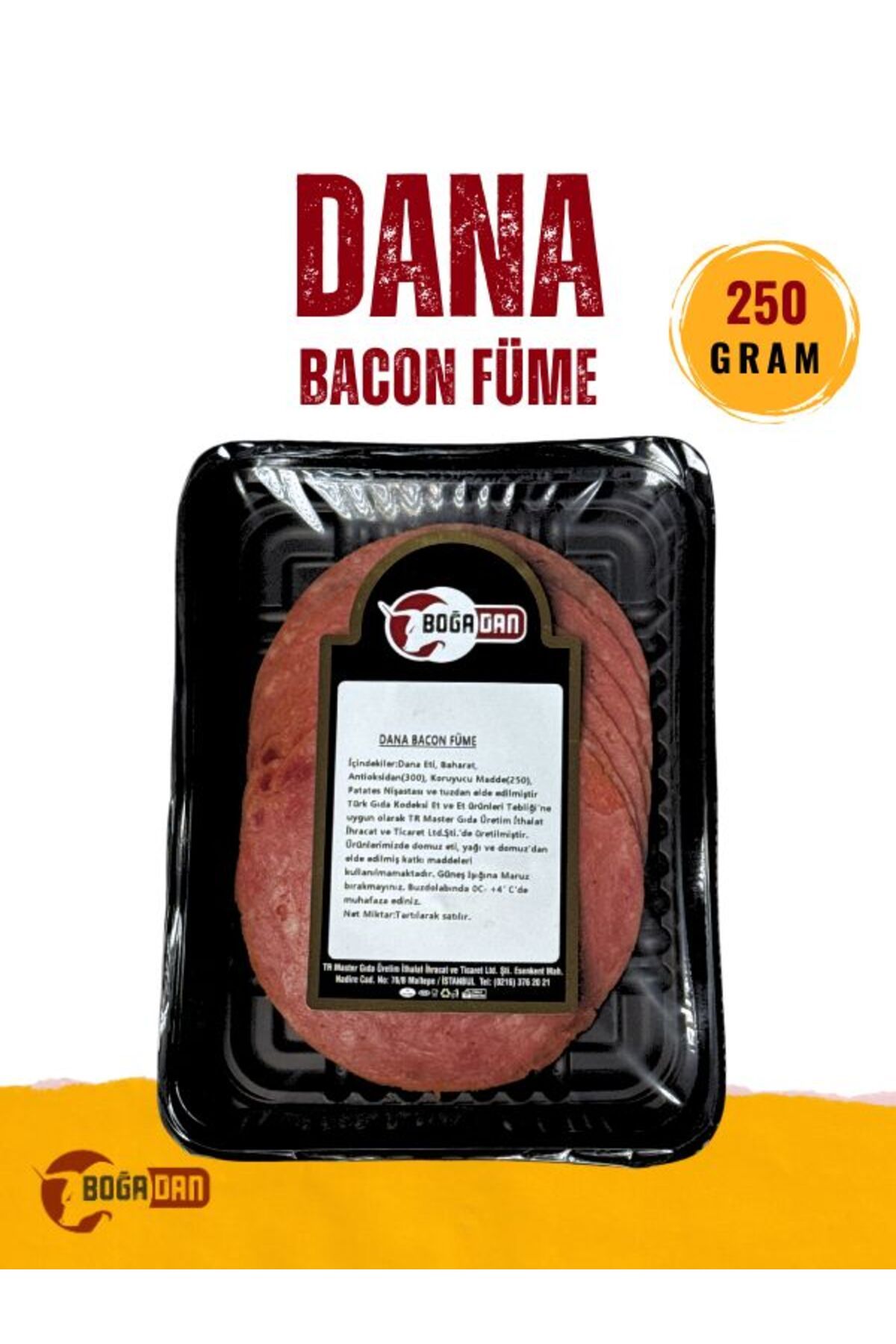 Boğadan Bacon Füme Et – 250 gr | Yoğun Duman Aromalı, Gurme Lezzet