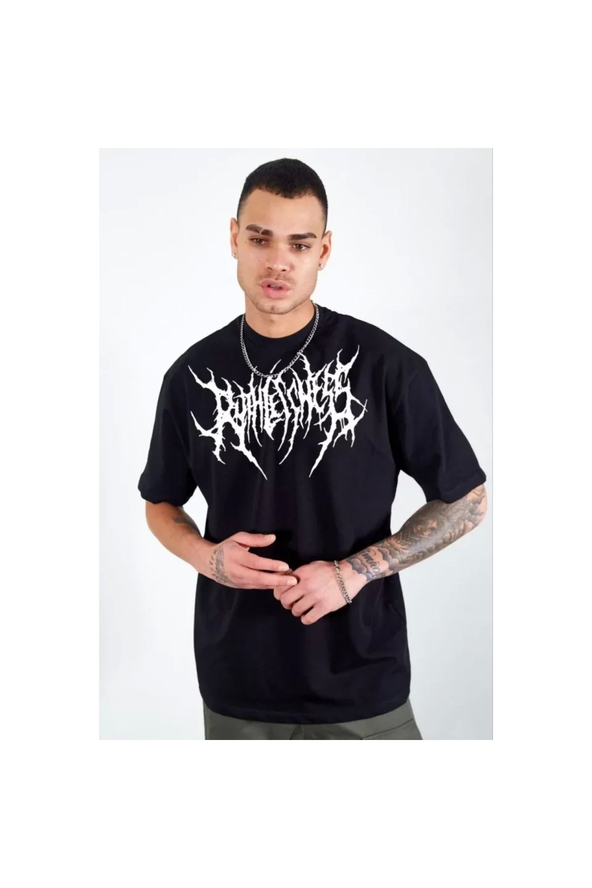 Marsilyan Unisex Bisiklet Yaka Baskılı Oversize TShirt