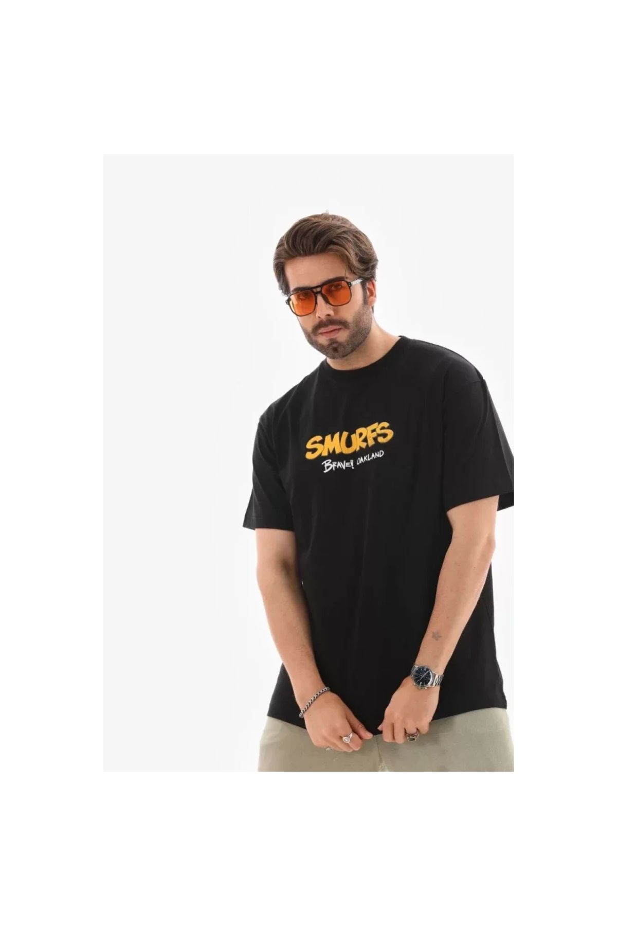 Marsilyan Unisex Bisiklet Yaka Baskılı Oversize TShirt