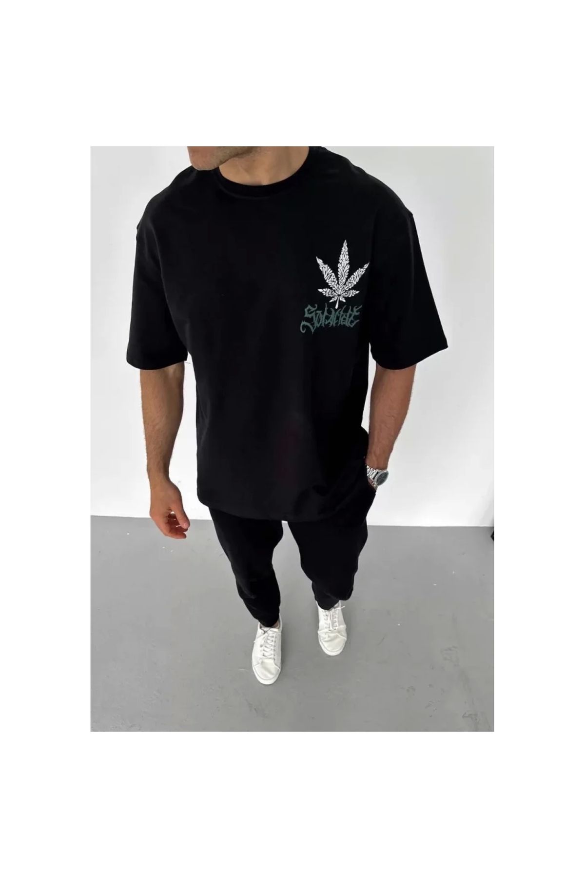 Marsilyan Unisex Bisiklet Yaka Baskılı Oversize TShirt