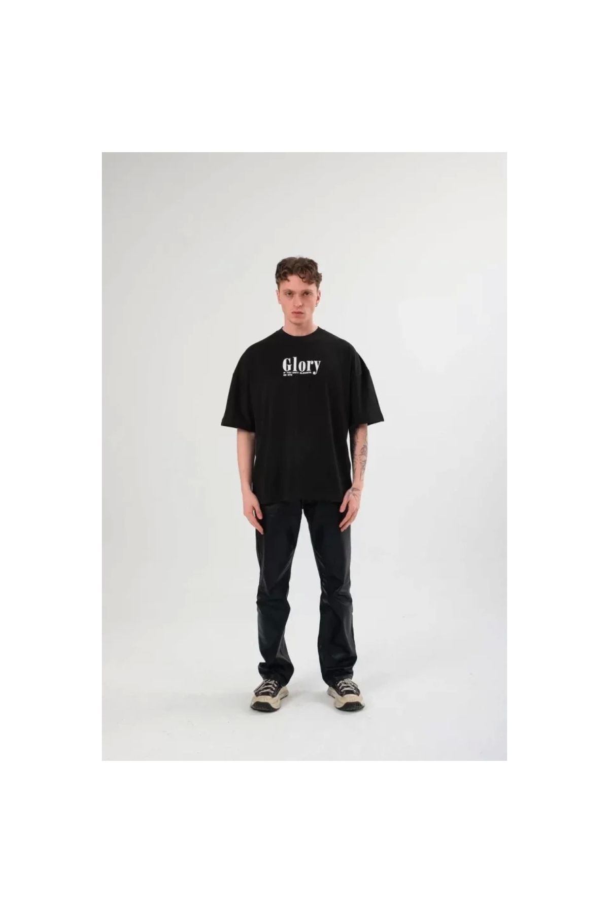 Narnuga Unisex Bisiklet Yaka Baskılı Oversize TShirt