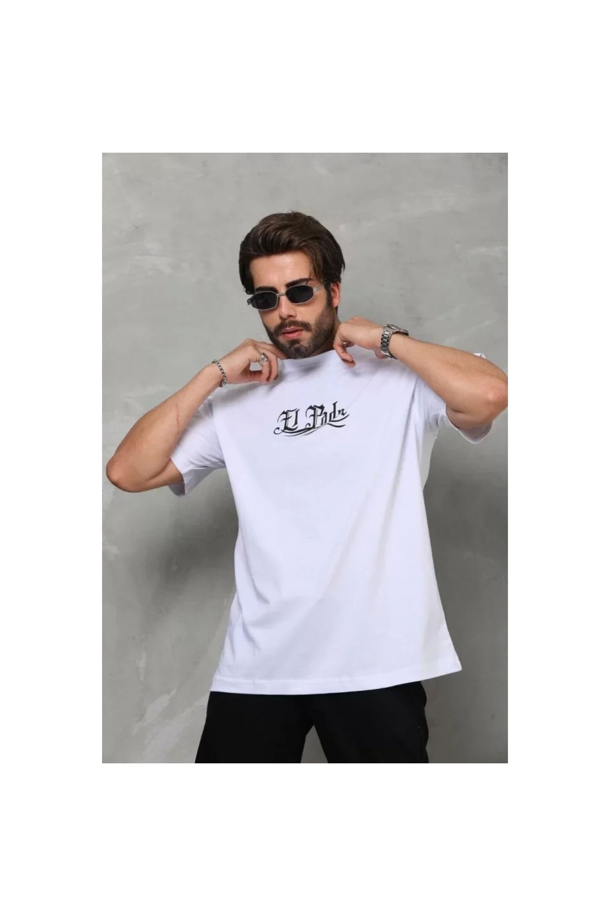 Marsilyan Unisex Bisiklet Yaka Baskılı Oversize TShirt