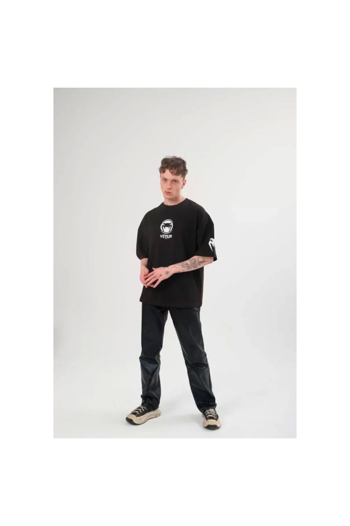 Narnuga Unisex Bisiklet Yaka Baskılı Oversize TShirt