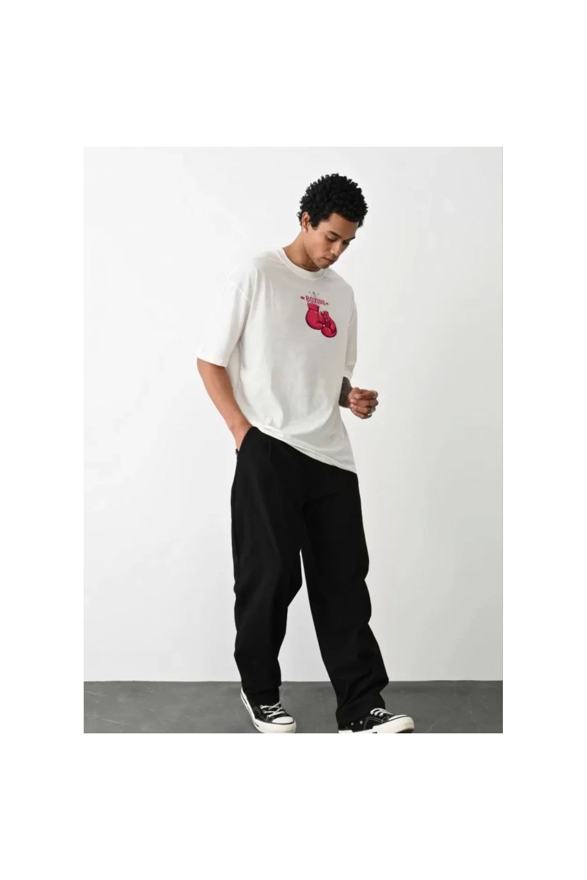 Marsilyan Unisex Bisiklet Yaka Baskılı Oversize TShirt