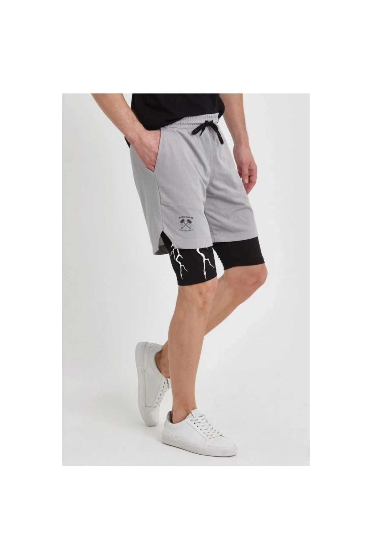 Narnuga Unisex Baskılı İç Cepli Sporcu Alt Taytlı Şort