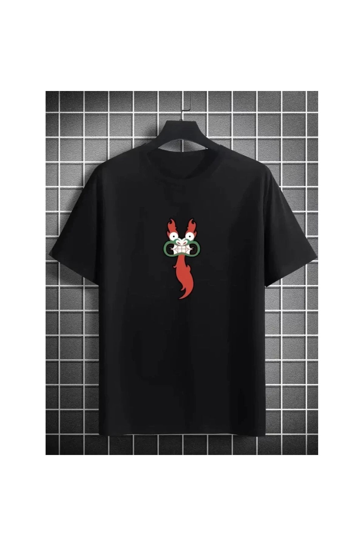 Narnuga Unisex Bisiklet Yaka Baskılı Oversize TShirt