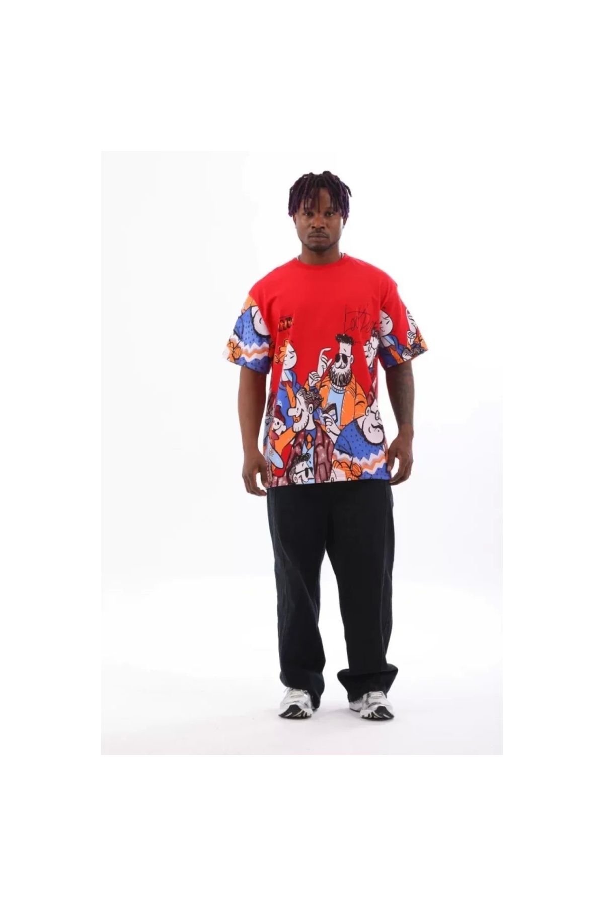 Narnuga Unisex Oversize Baskılı Bisiklet Yaka TShirt