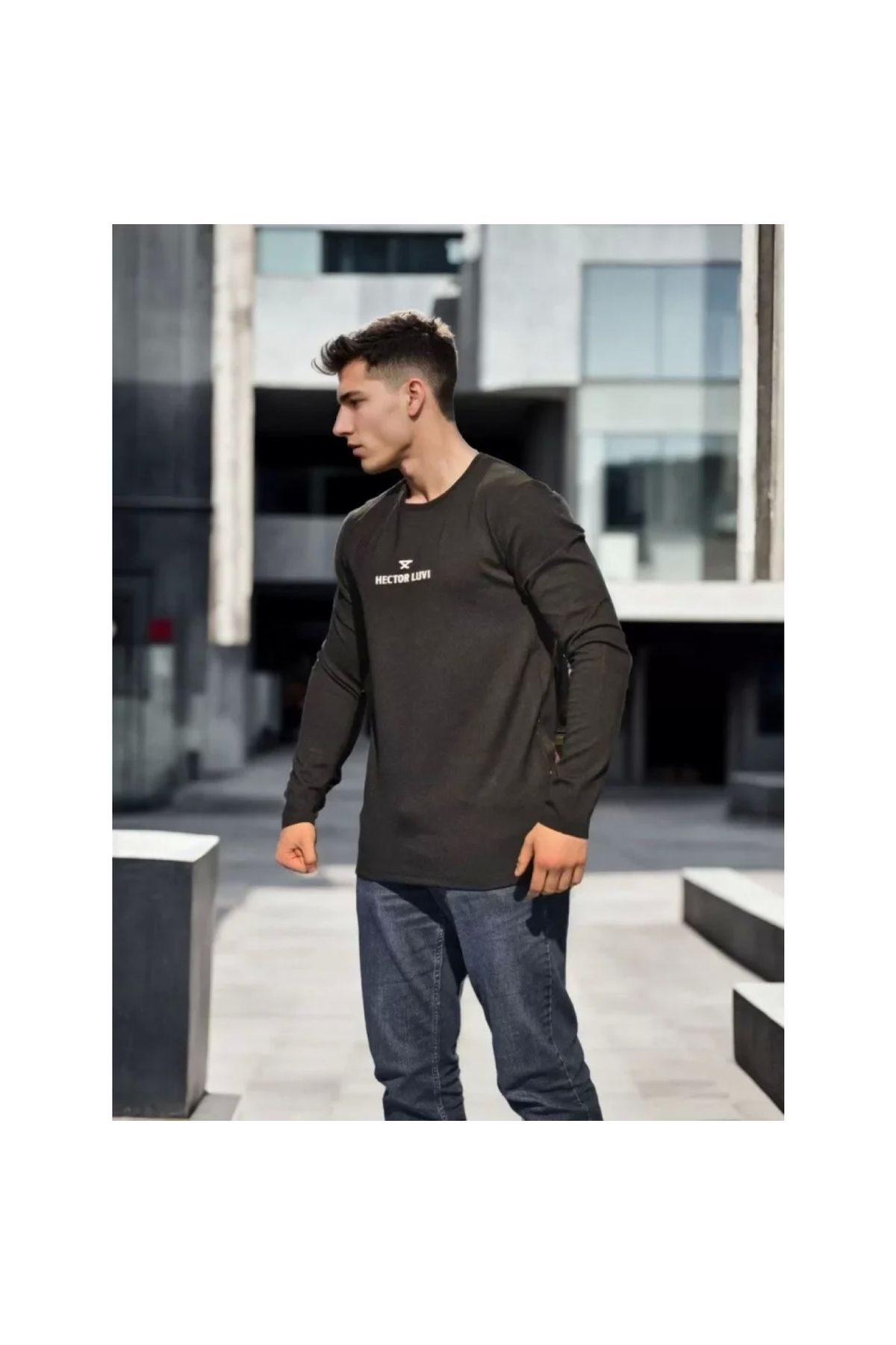 Marsilyan Unisex Bisiklet Yaka Uzun Kollu TShirt