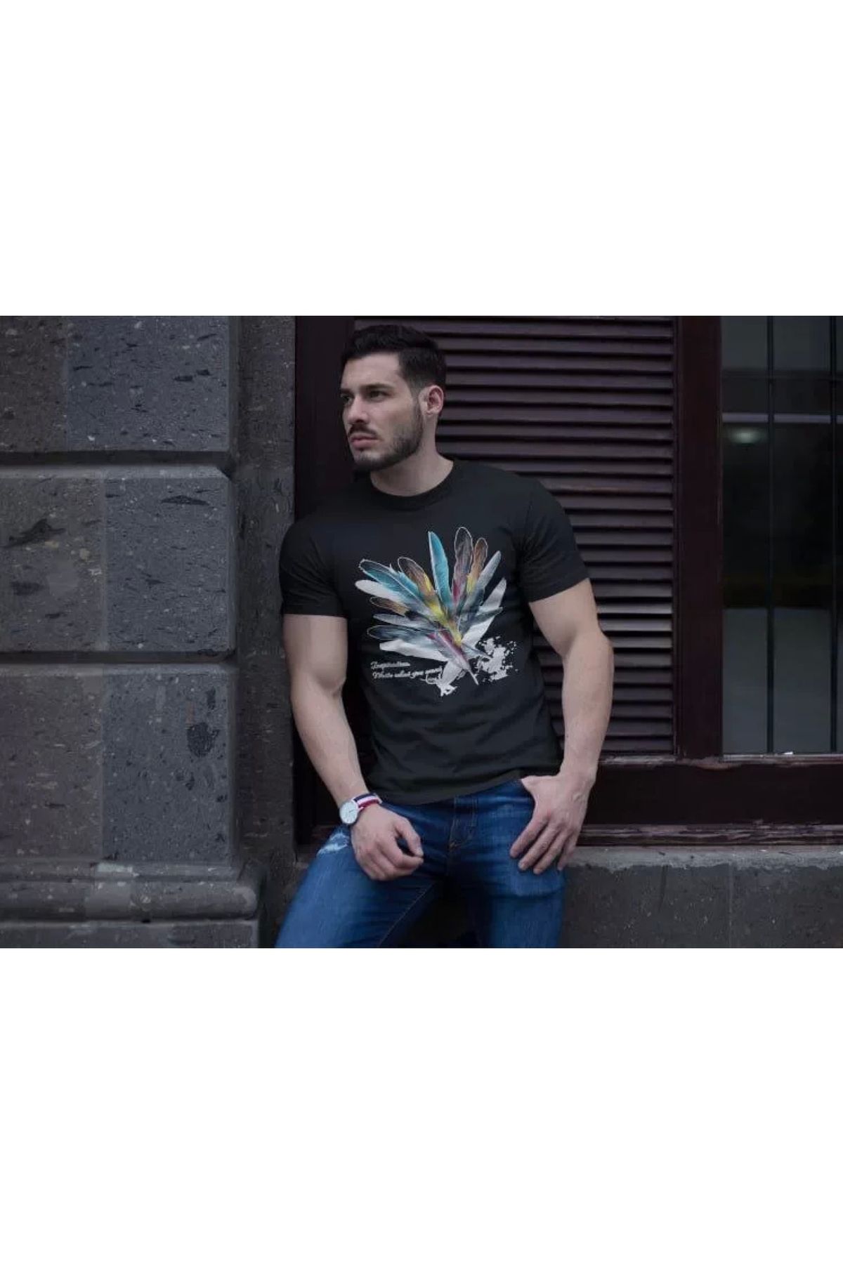 Narnuga Unisex Bisiklet Yaka Baskılı Oversize TShirt