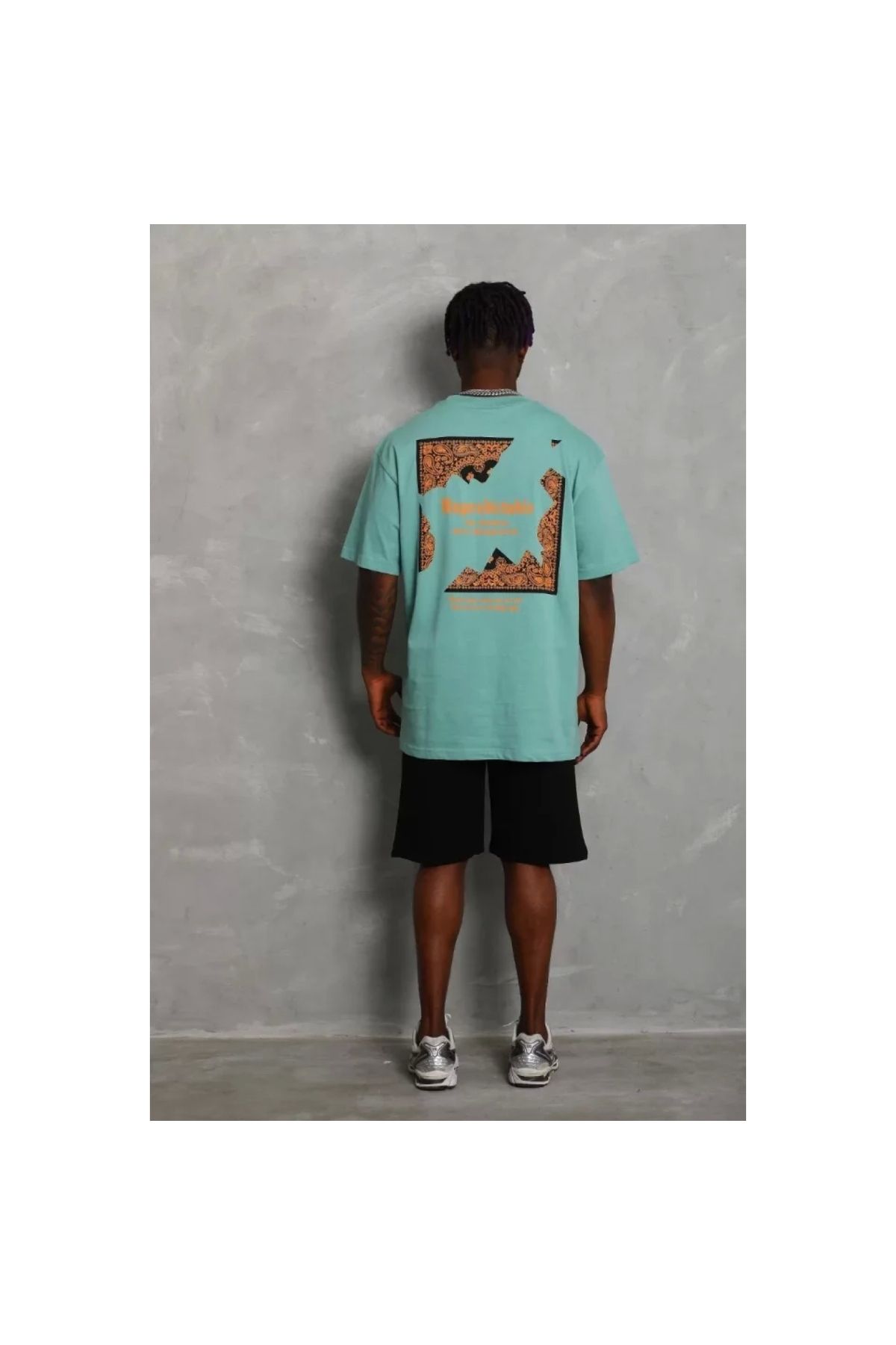 Narnuga Unisex Oversize Baskılı Bisiklet Yaka TShirt