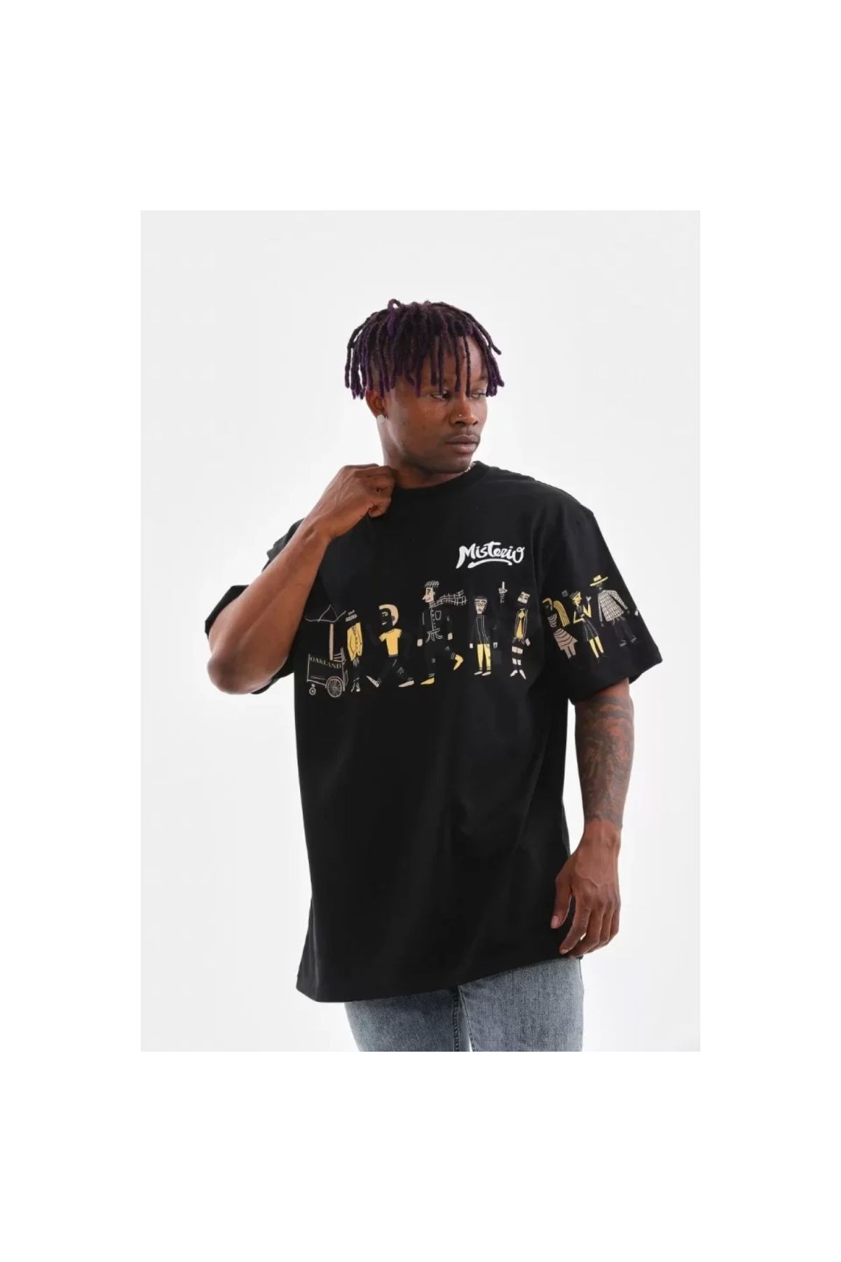 Marsilyan Unisex Bisiklet Yaka Baskılı Oversize TShirt