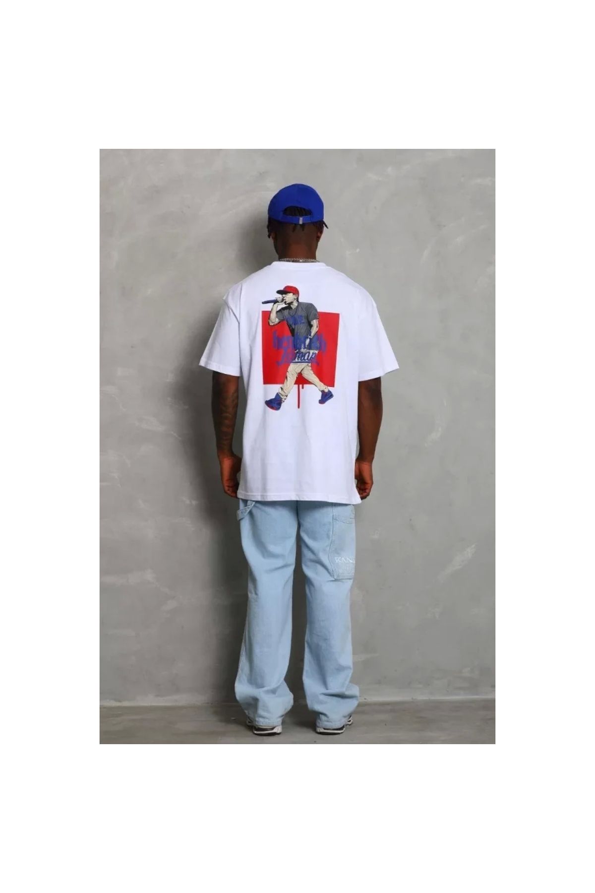 Narnuga Unisex Oversize Baskılı Bisiklet Yaka TShirt