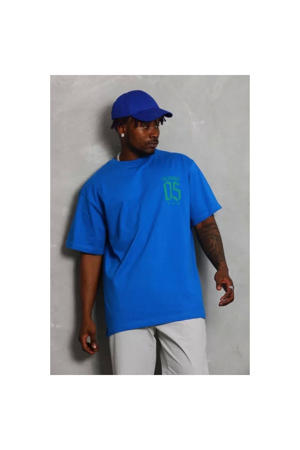 Narnuga Unisex Oversize Baskılı Bisiklet Yaka TShirt