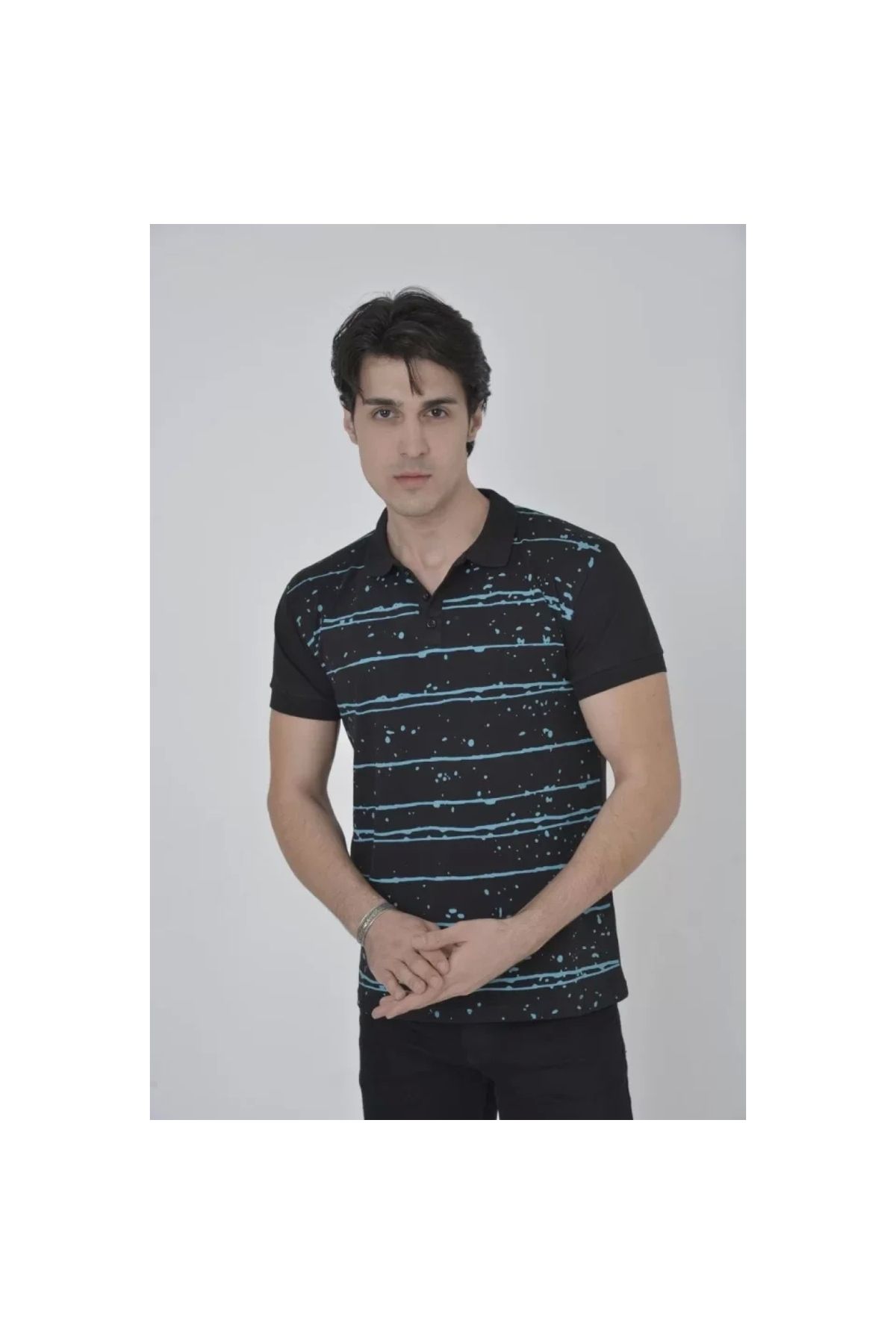 Narnuga Erkek Yakalı Slim Fit Pike Çizgili TShirt