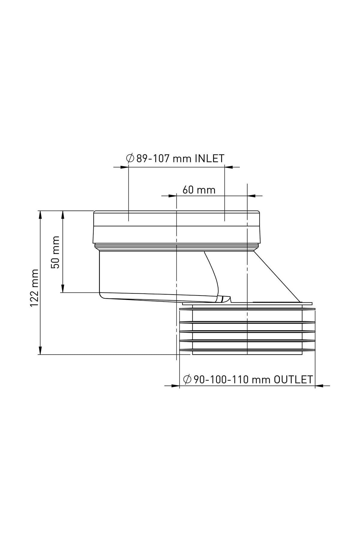 İZYAPI-6-cm Eccentric Toilet Seat Drain - Slidable Kada, Bottom Exit,PVCPipe 2