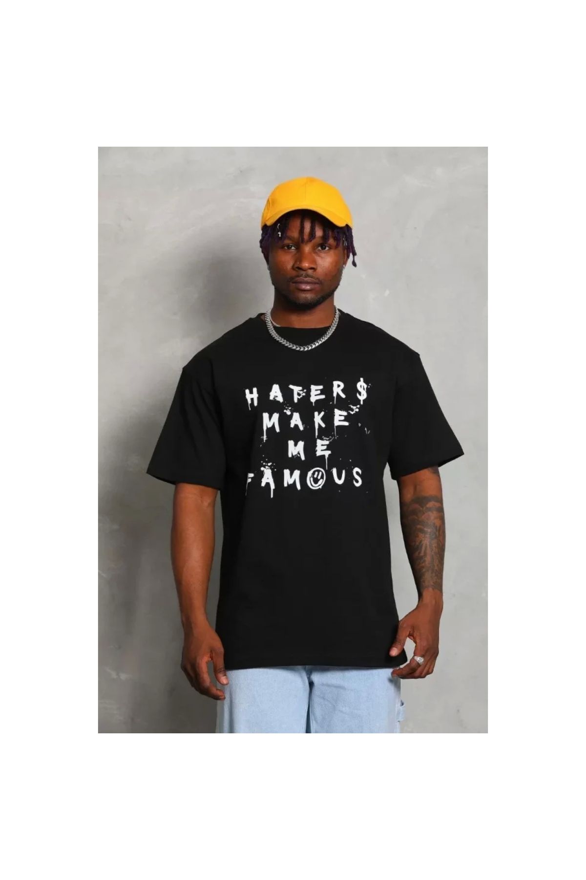 Narnuga Unisex Oversize Baskılı Bisiklet Yaka TShirt