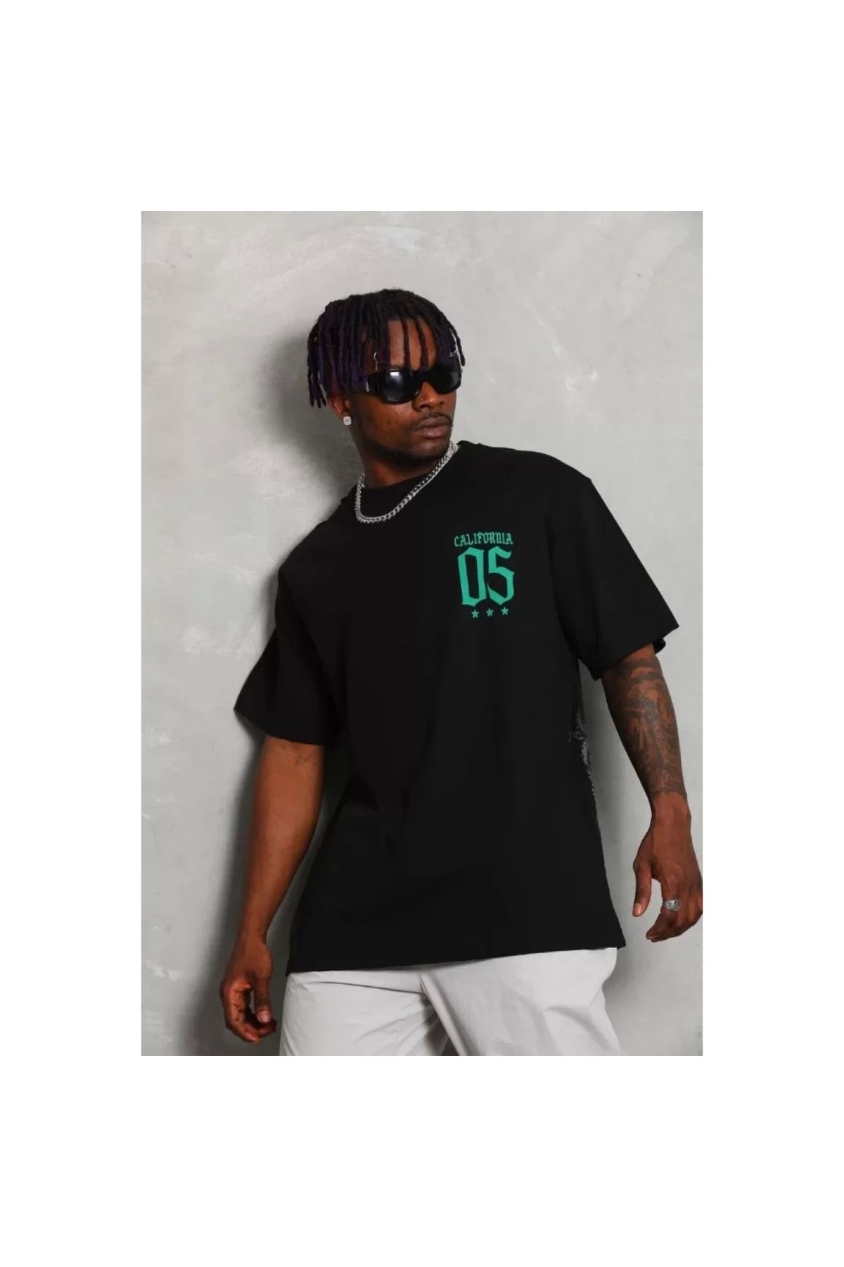 Narnuga Unisex Oversize Baskılı Bisiklet Yaka TShirt