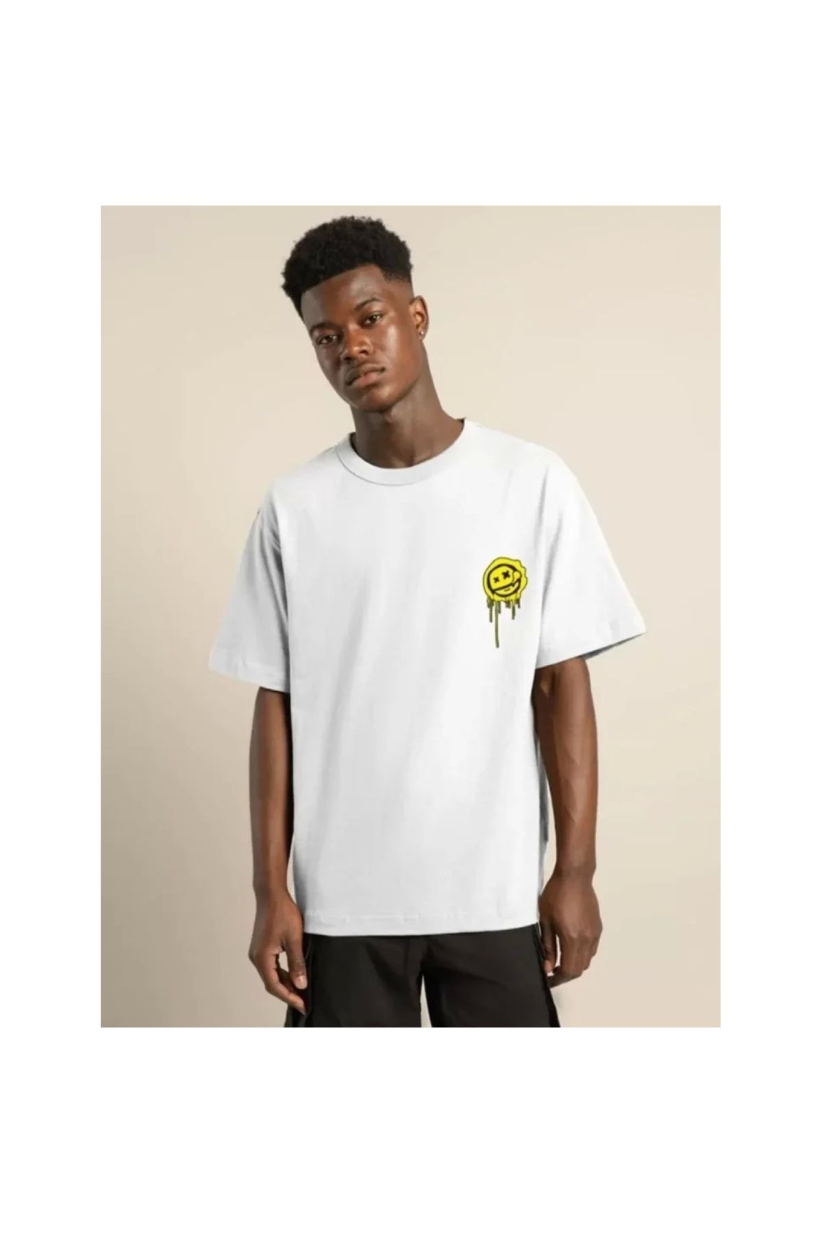 Narnuga Unisex Bisiklet Yaka Baskılı Oversize TShirt