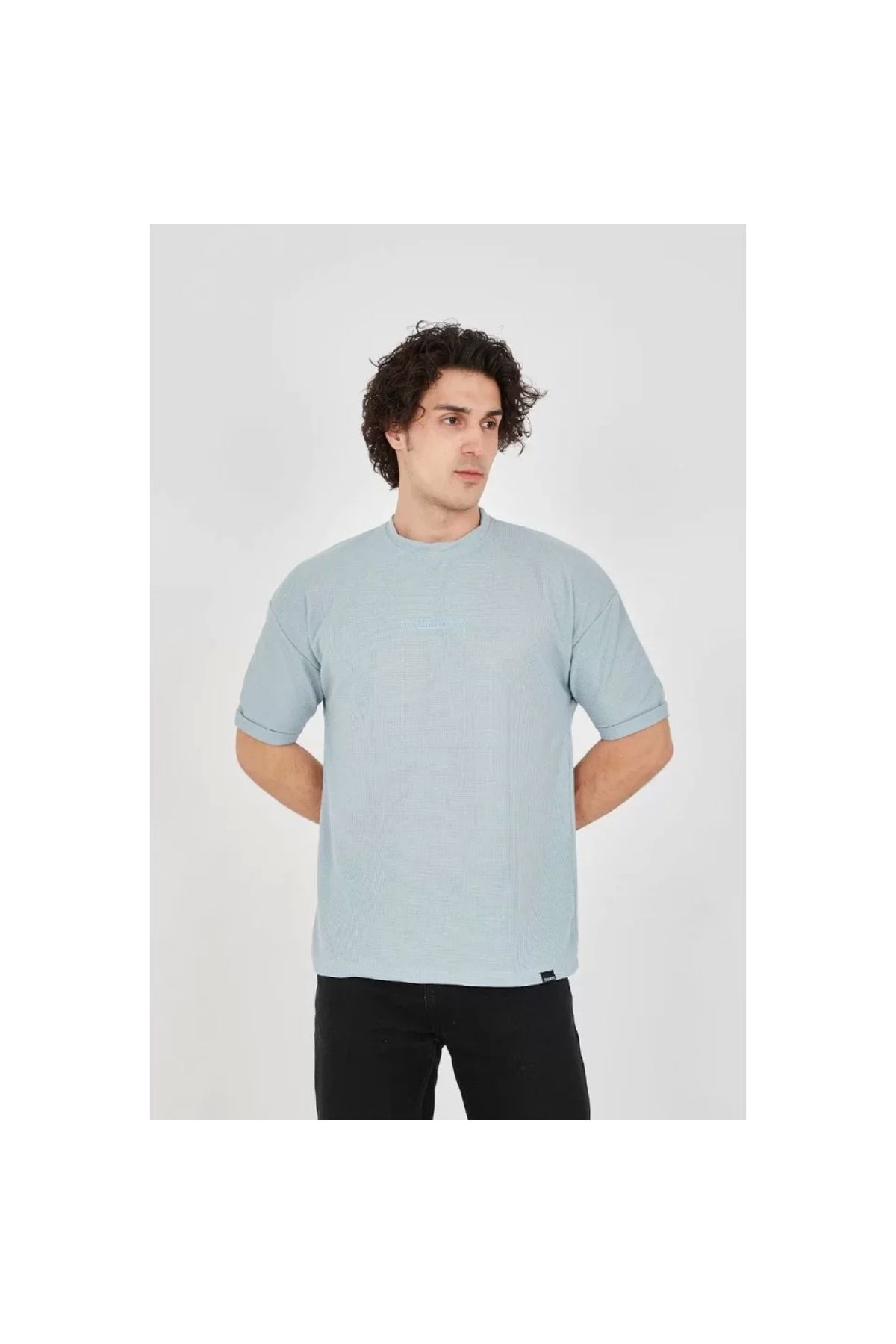 Narnuga Unisex Waffle Kumaş Rahat Kol TShirt