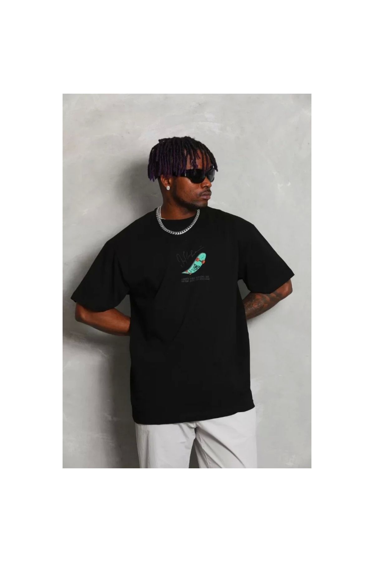 Marsilyan Unisex Oversize Baskılı Bisiklet Yaka TShirt