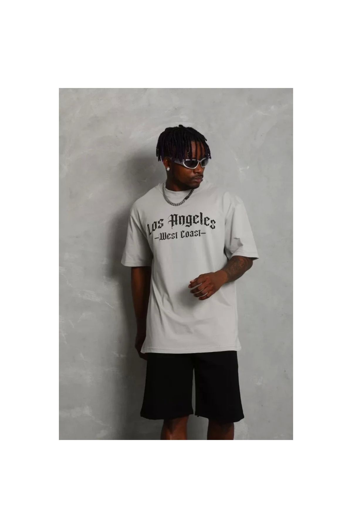Narnuga Unisex Oversize Baskılı Bisiklet Yaka TShirt