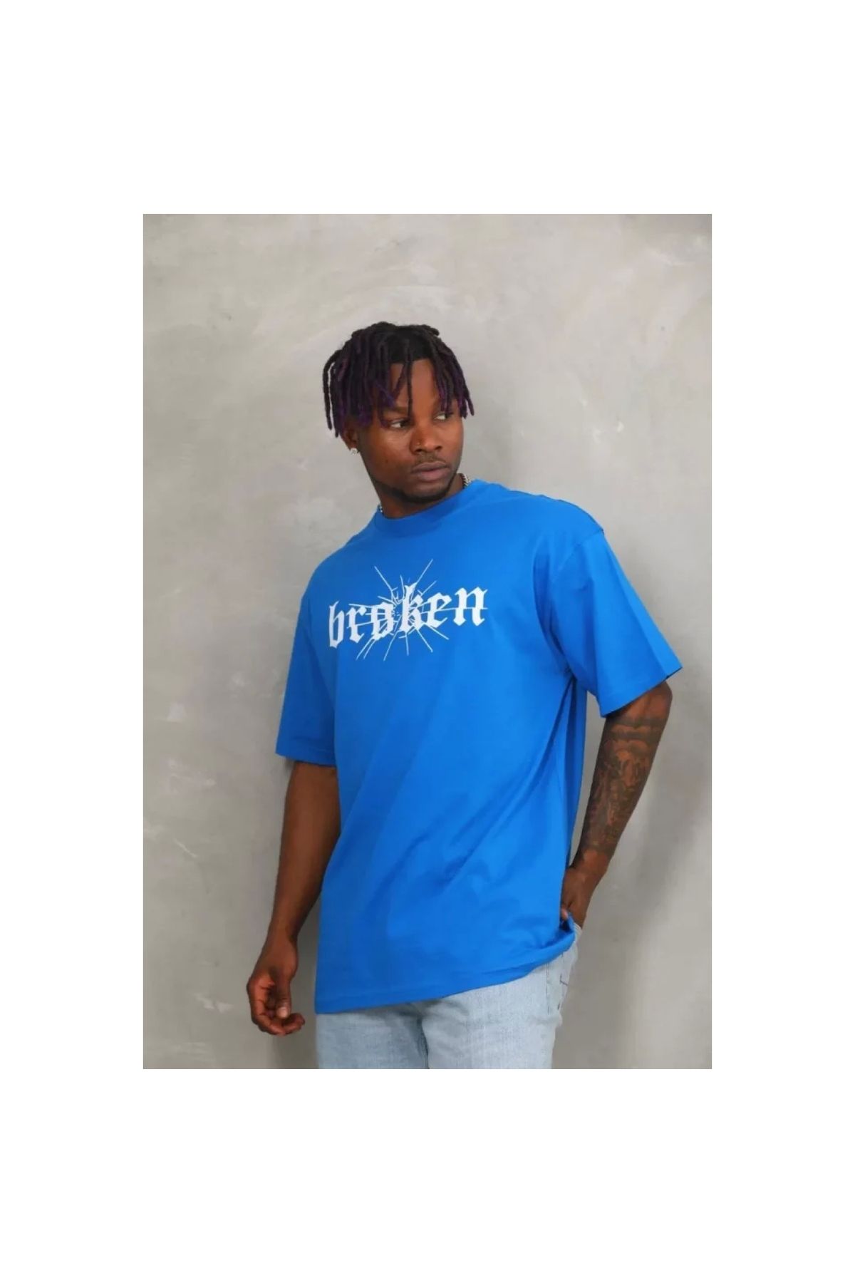 Narnuga Unisex Oversize Baskılı Bisiklet Yaka TShirt
