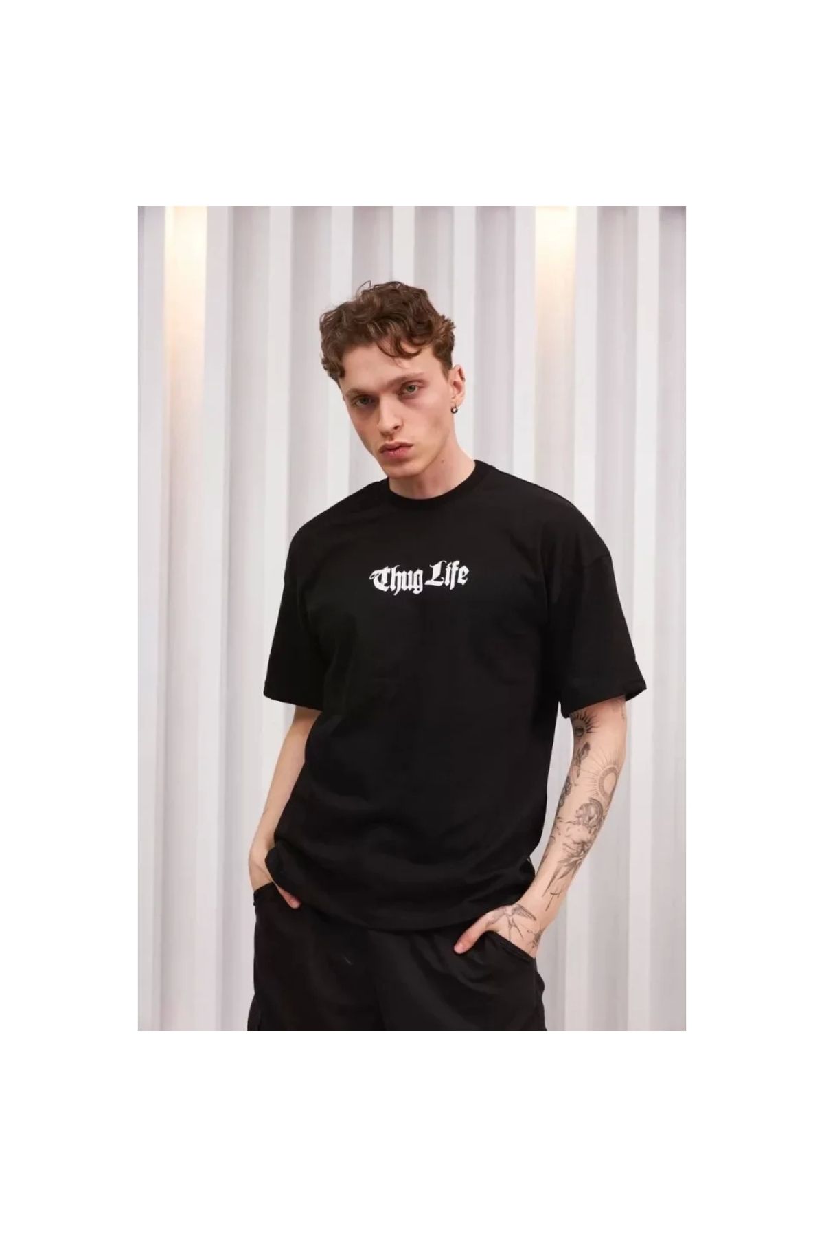 Narnuga Unisex Bisiklet Yaka Baskılı Oversize TShirt