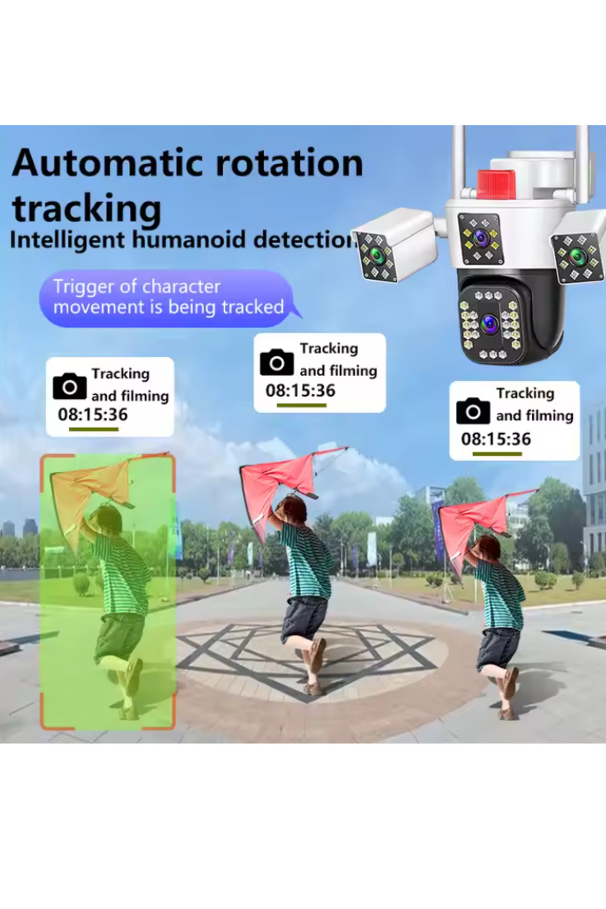 qasul Wistino HD 3 Lensli Kablosuz Kameralar Wifi 360 Derece Her Yönlü Ev Koruma Wifi Güvenlik Kamerası fotoğrafı 6 (önizleme)